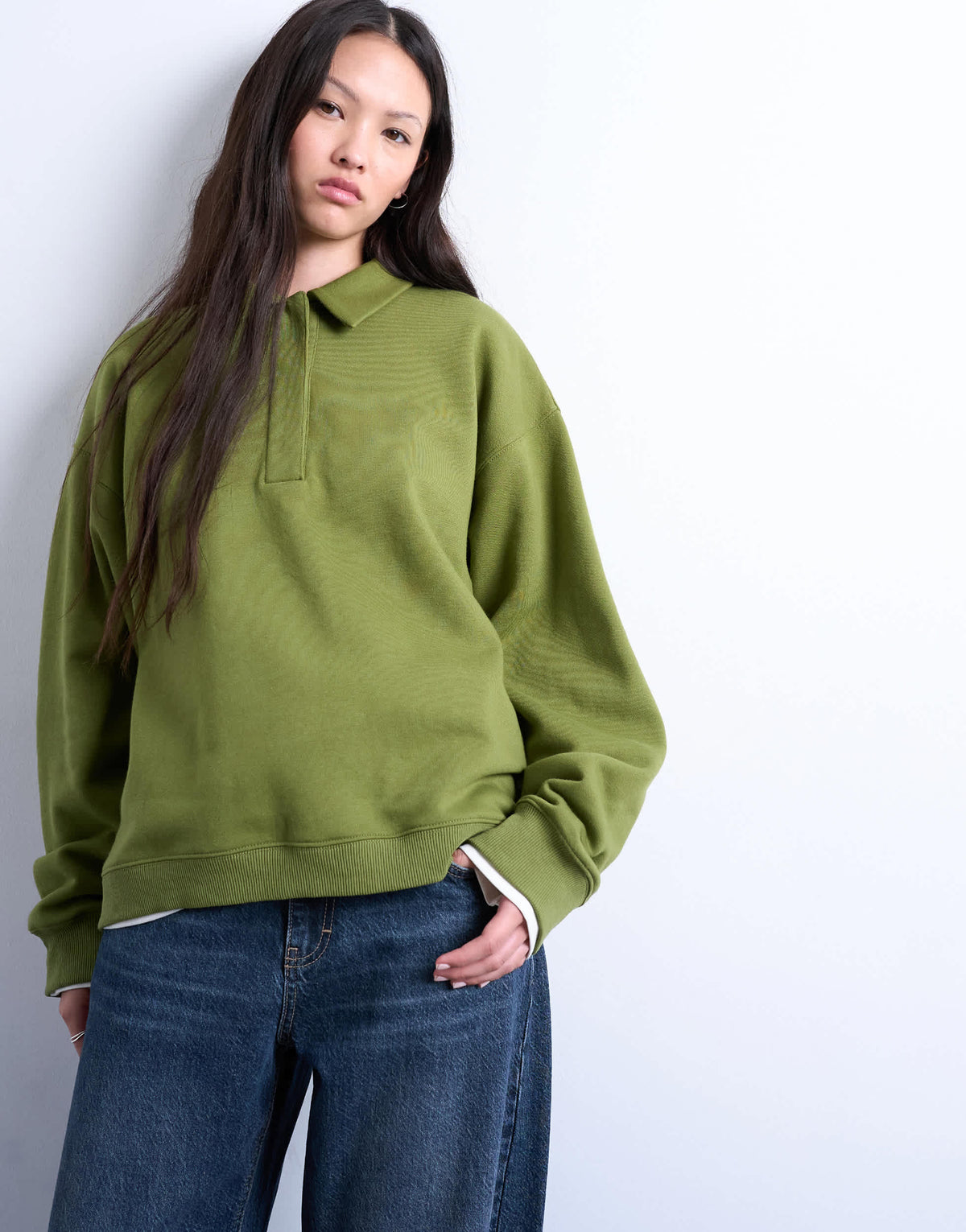 Topshop polo sweat in green