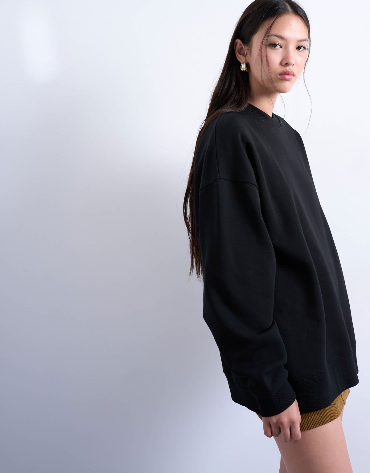 Topshop longline oversized sweat in black - BLACK