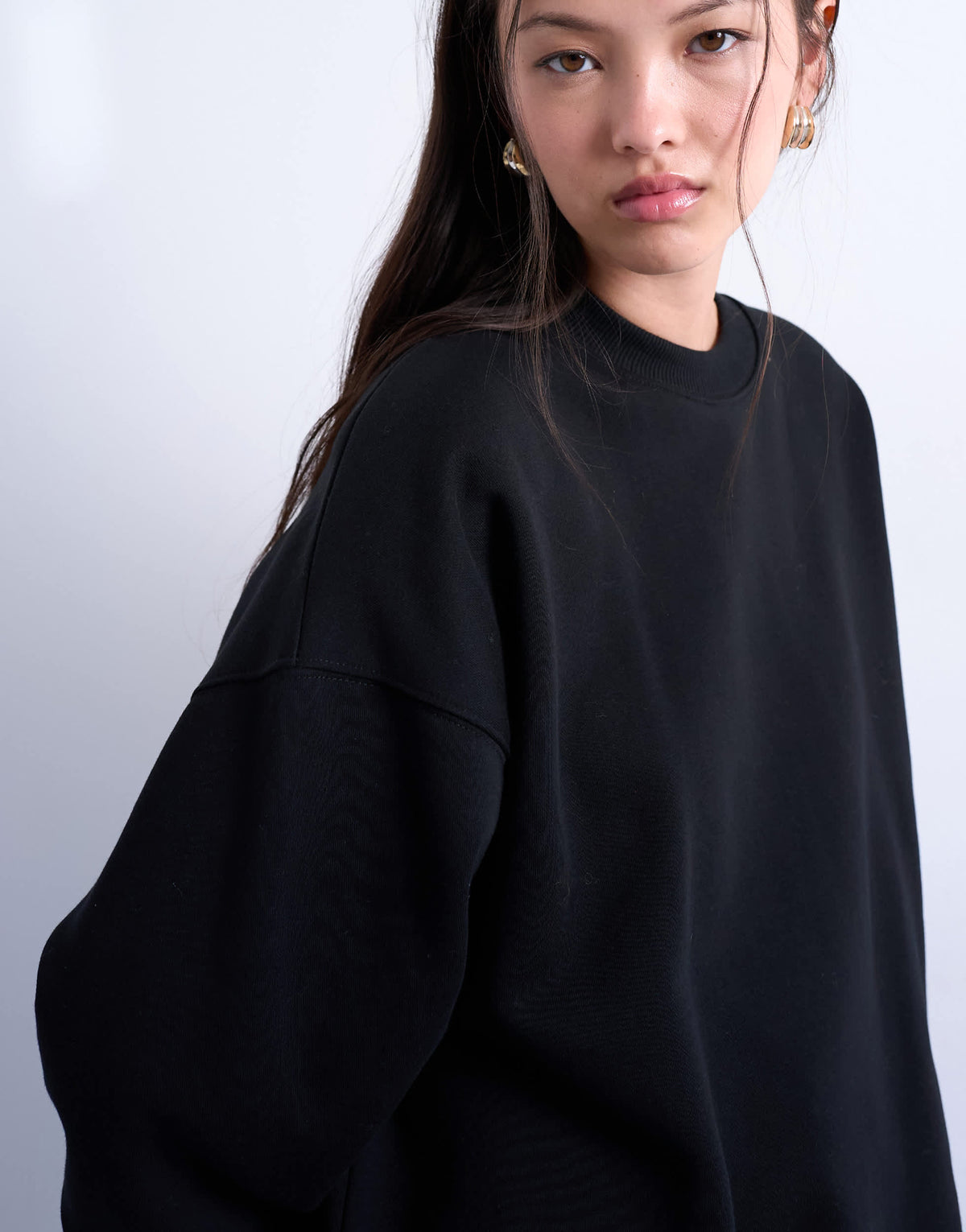 Topshop longline oversized sweat in black - BLACK