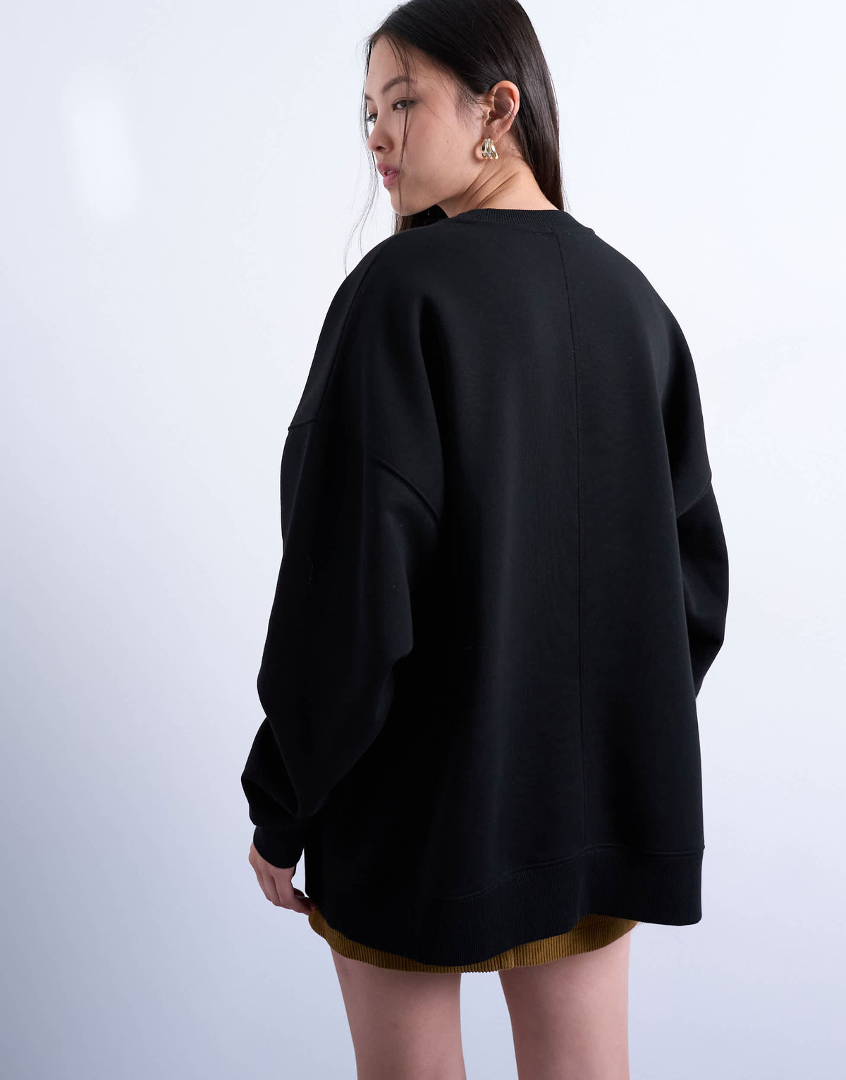 Topshop longline oversized sweat in black - BLACK