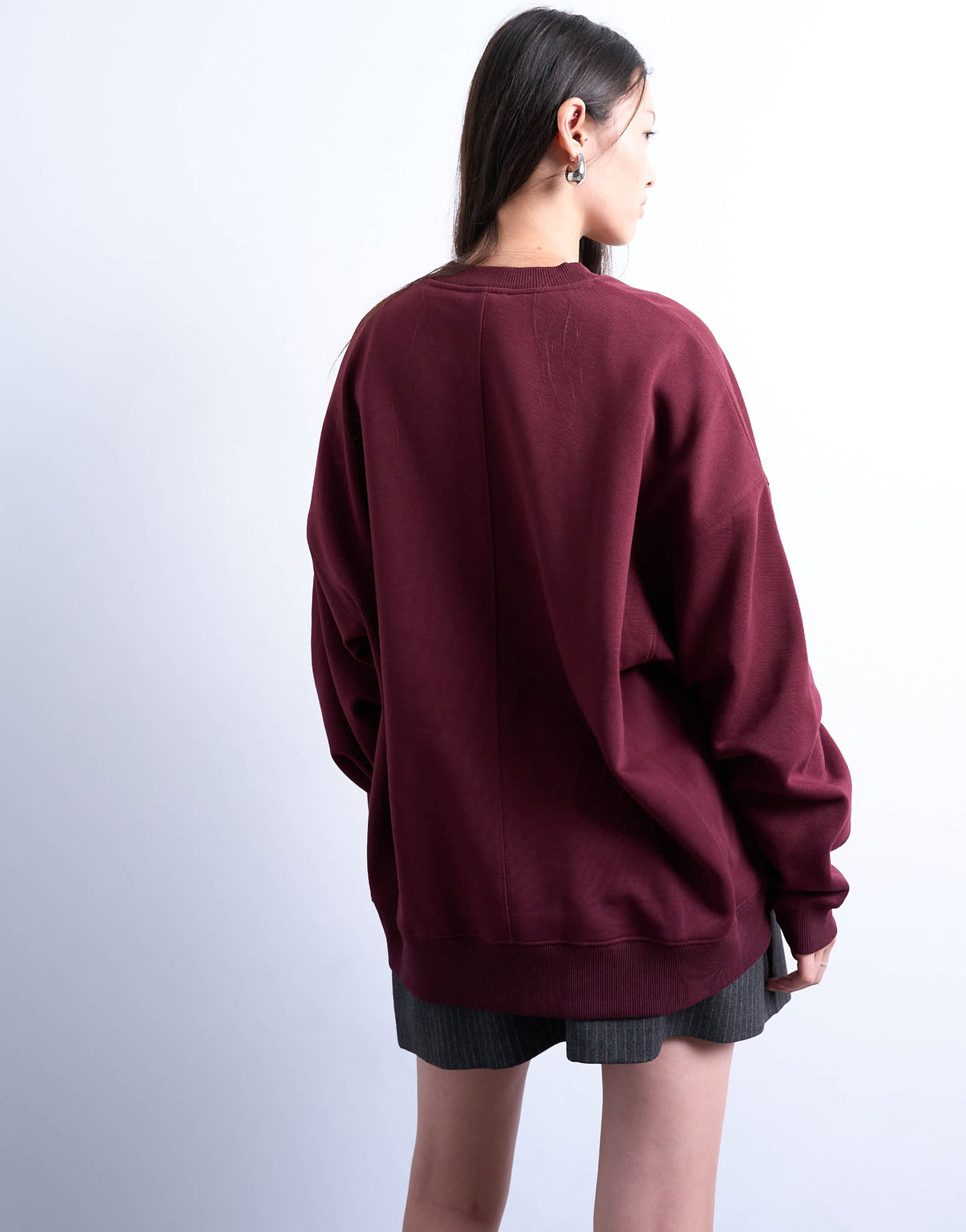 Topshop longline oversized sweat in burgundy