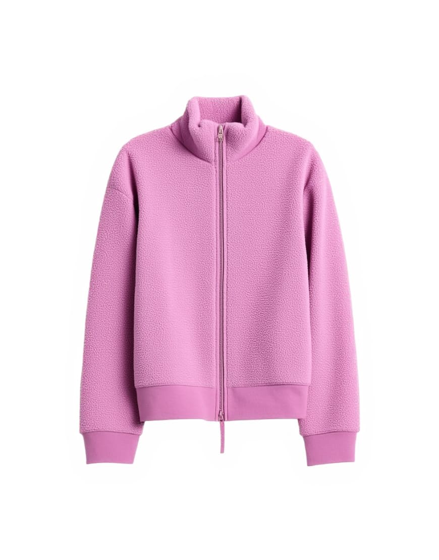 Topshop borg funnel zip through in pink