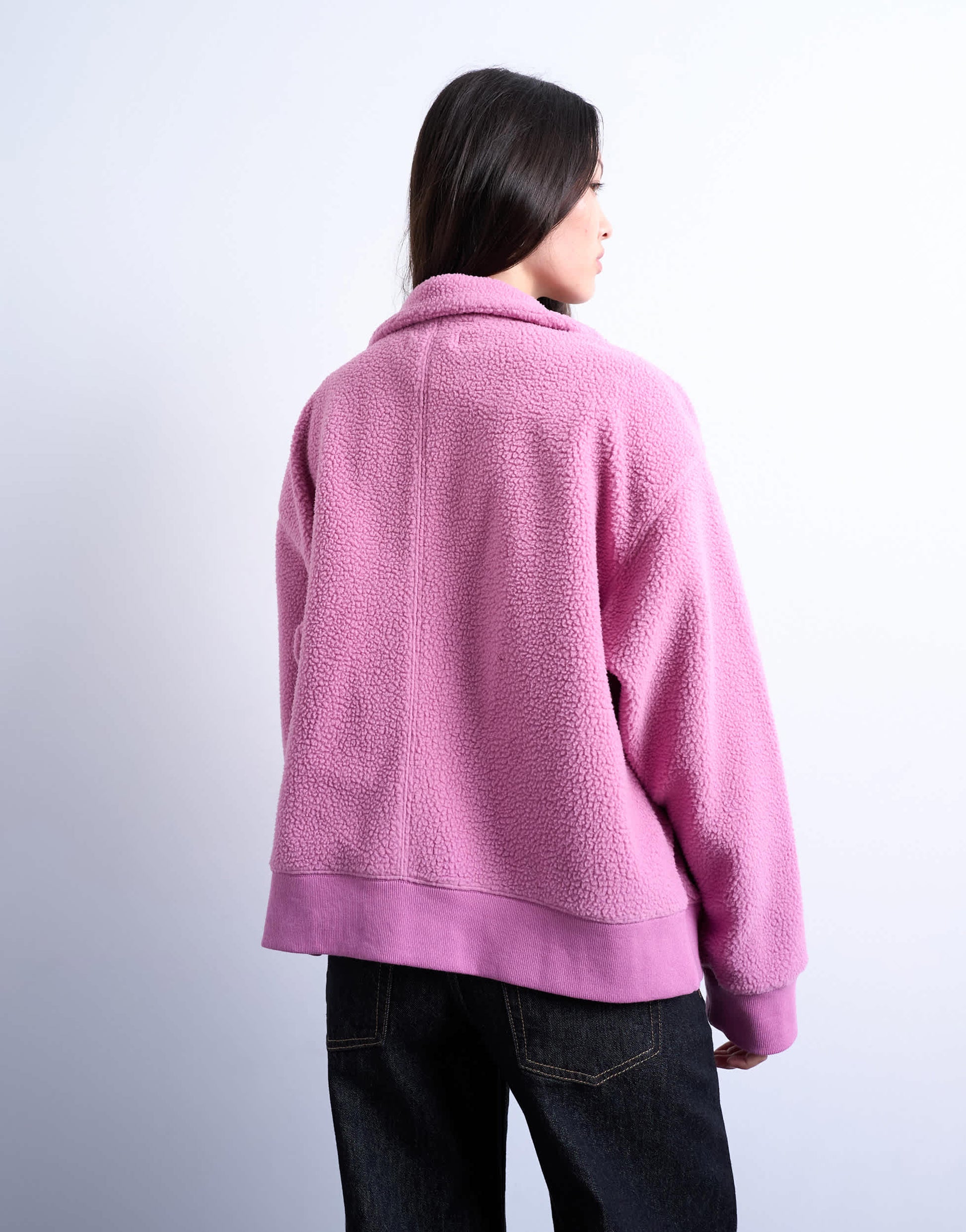 Topshop borg funnel zip through in pink