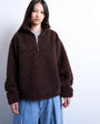 Topshop borg quarter zip top in dark brown