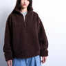 Top Topshop Borg à quart de zip marron foncé