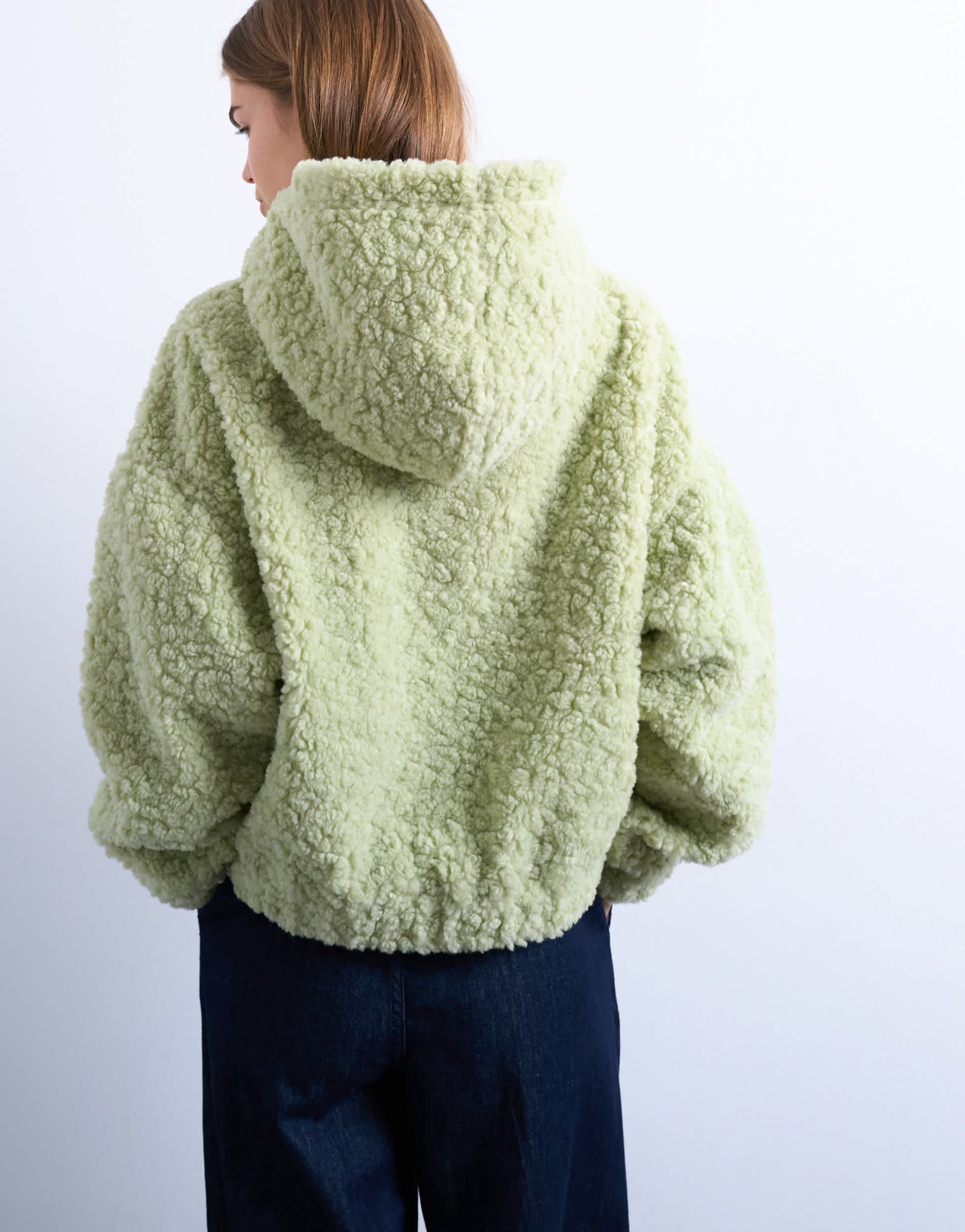 Topshop borg oversized hoodie in sage green
