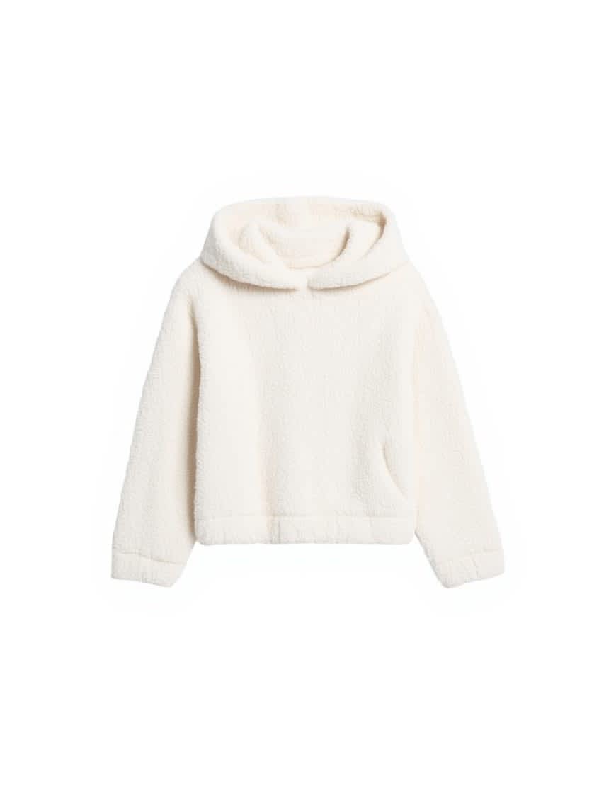 Topshop borg oversized hoodie in cream