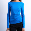 Top Topshop à manches longues et dos échancré bleu cobalt