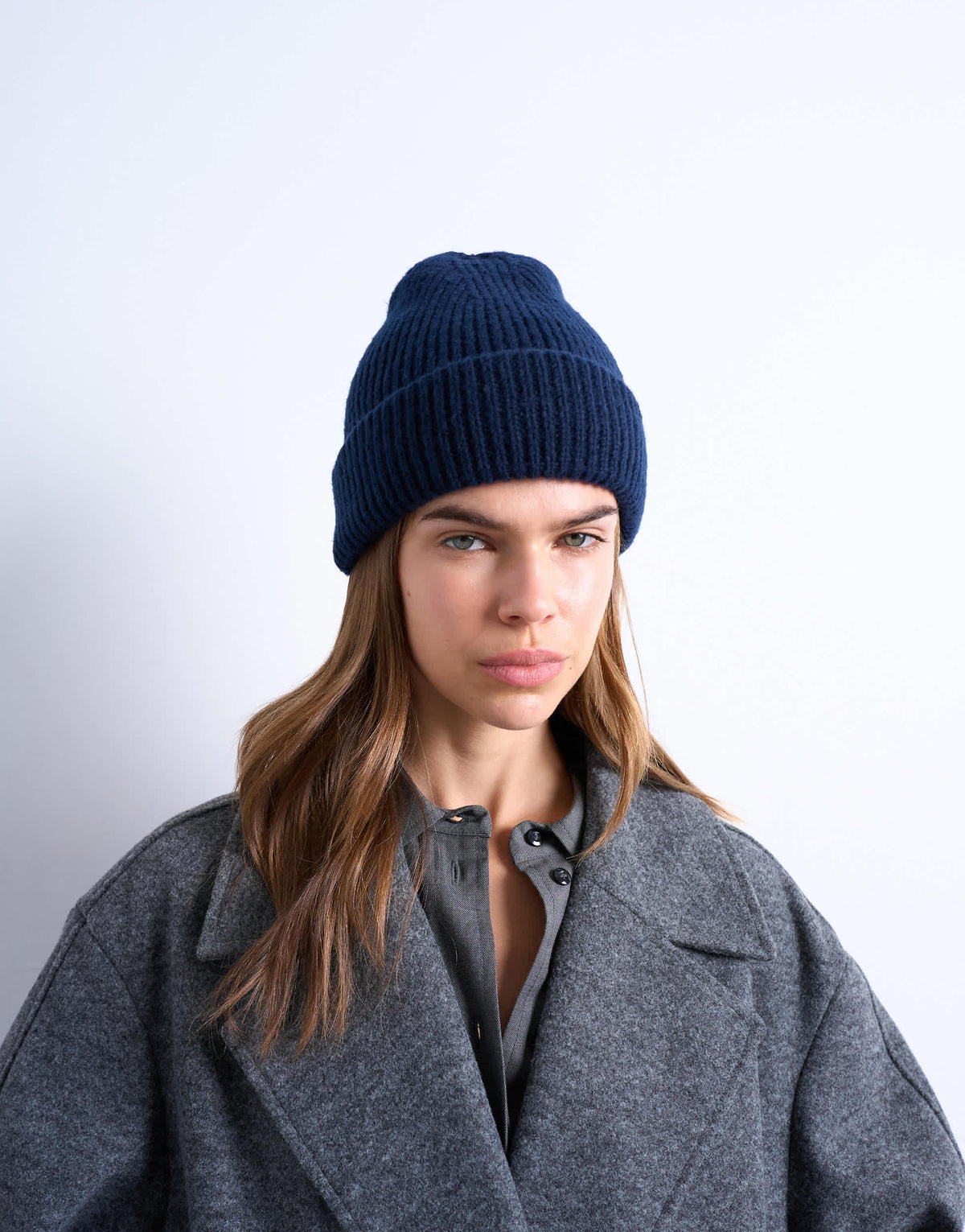 Topshop Henry ribbed beanie in navy