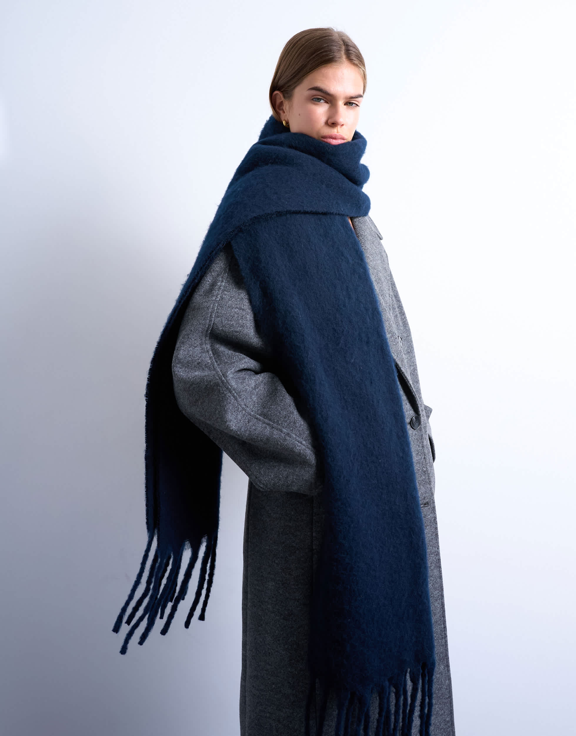 Topshop Sydney blanket scarf in navy