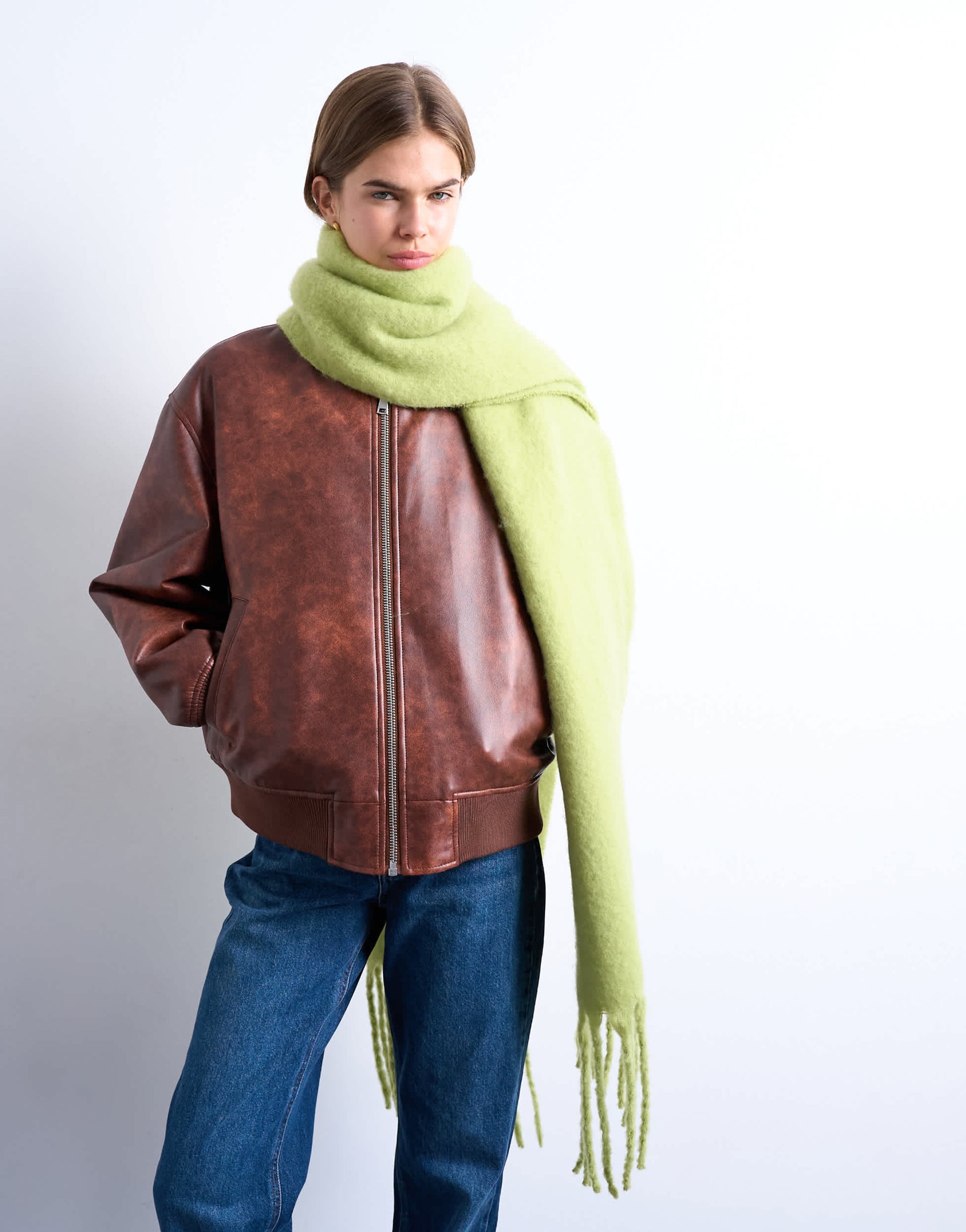 Topshop Sydney blanket scarf in green