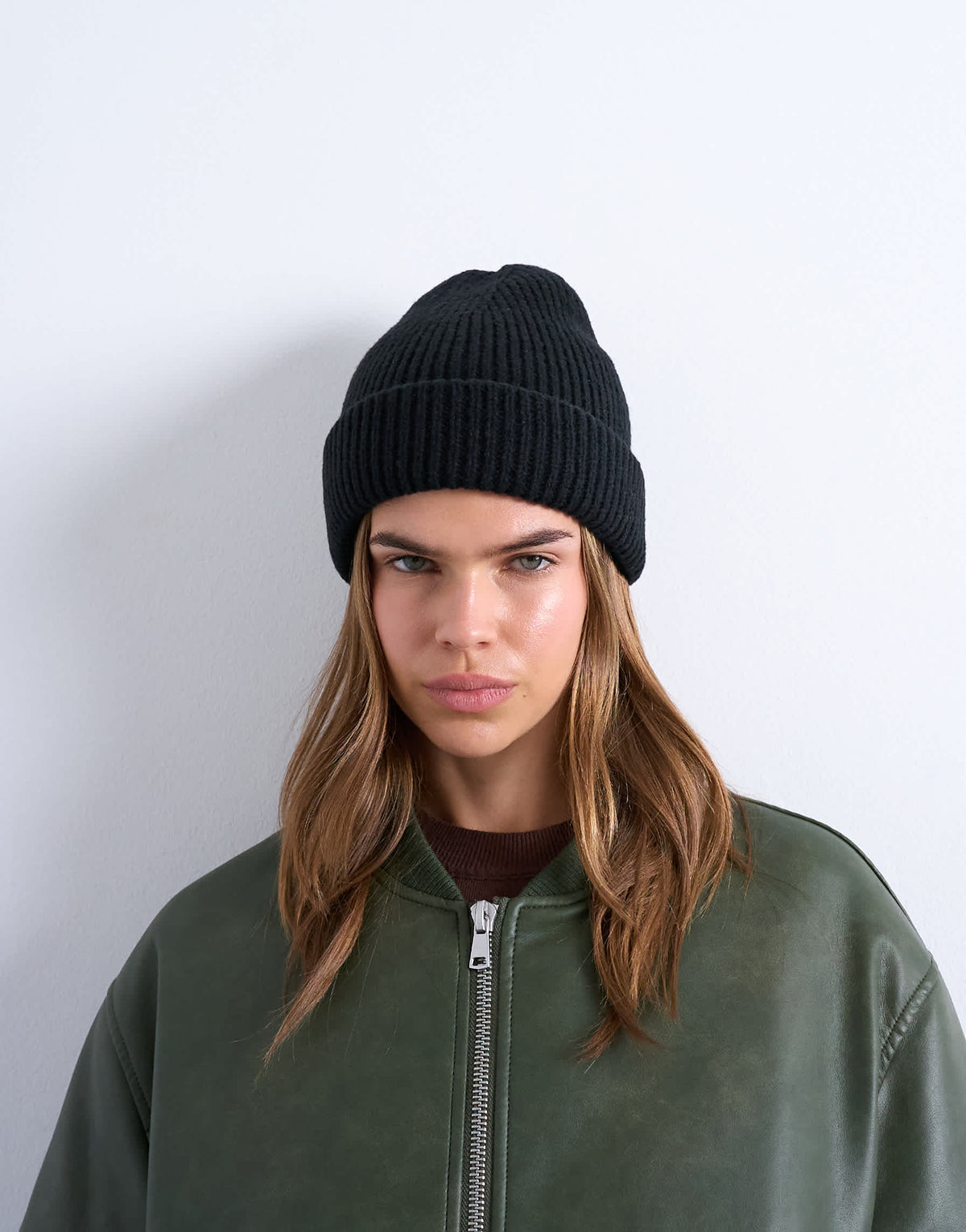 Topshop Henry ribbed beanie in black