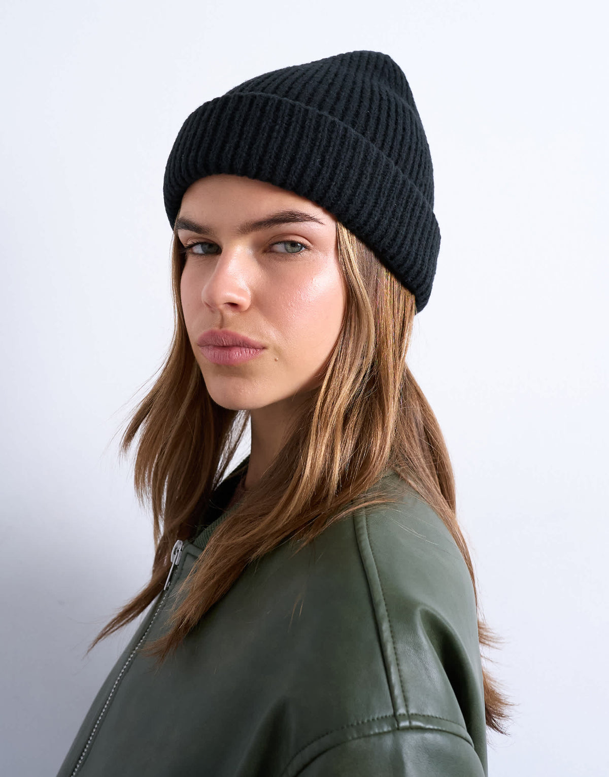 Topshop Henry ribbed beanie in black
