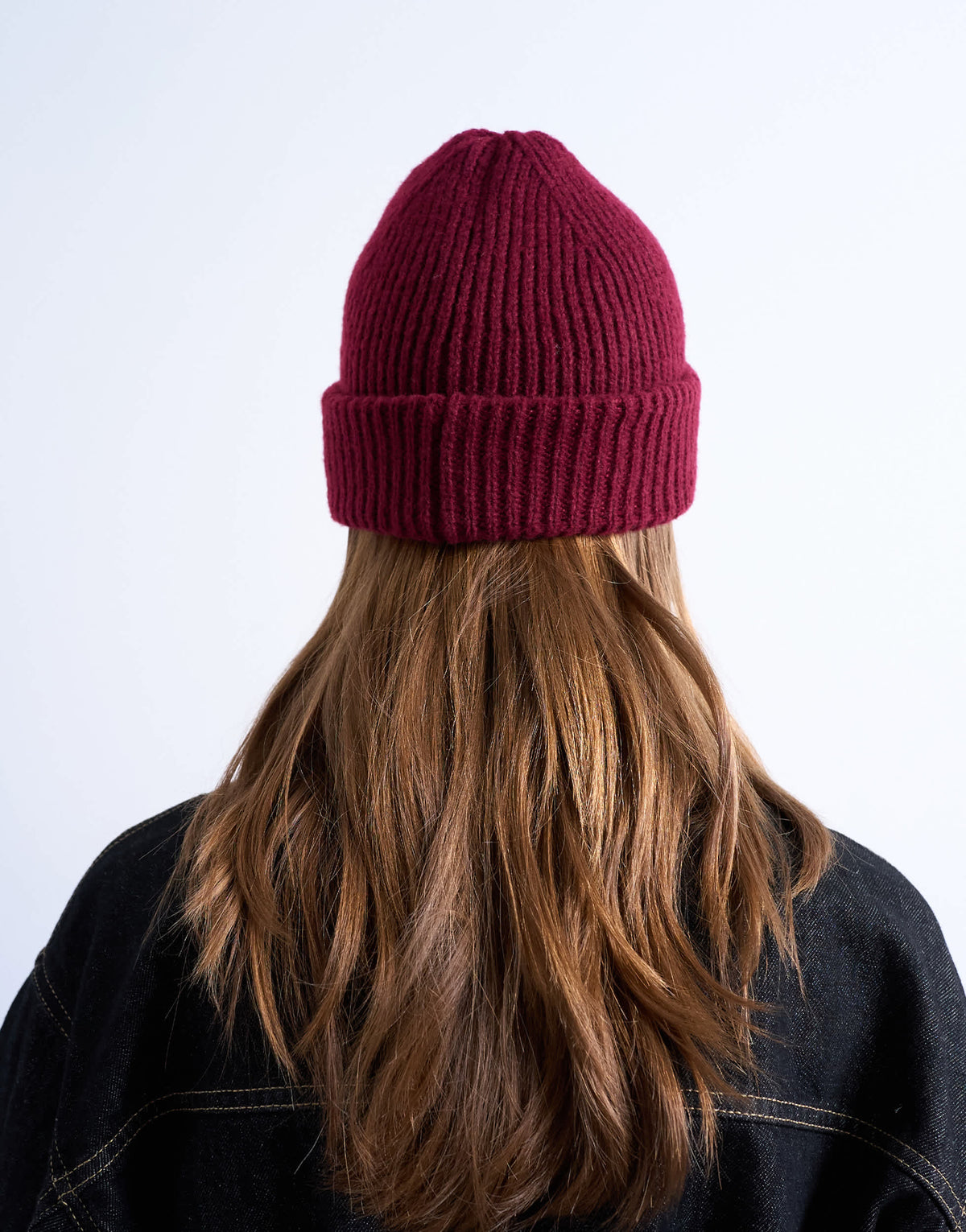 Topshop Henry ribbed beanie in burgundy