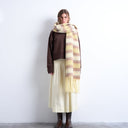 Topshop Sydney gestreifter Decken-Schal in Grün und Braun