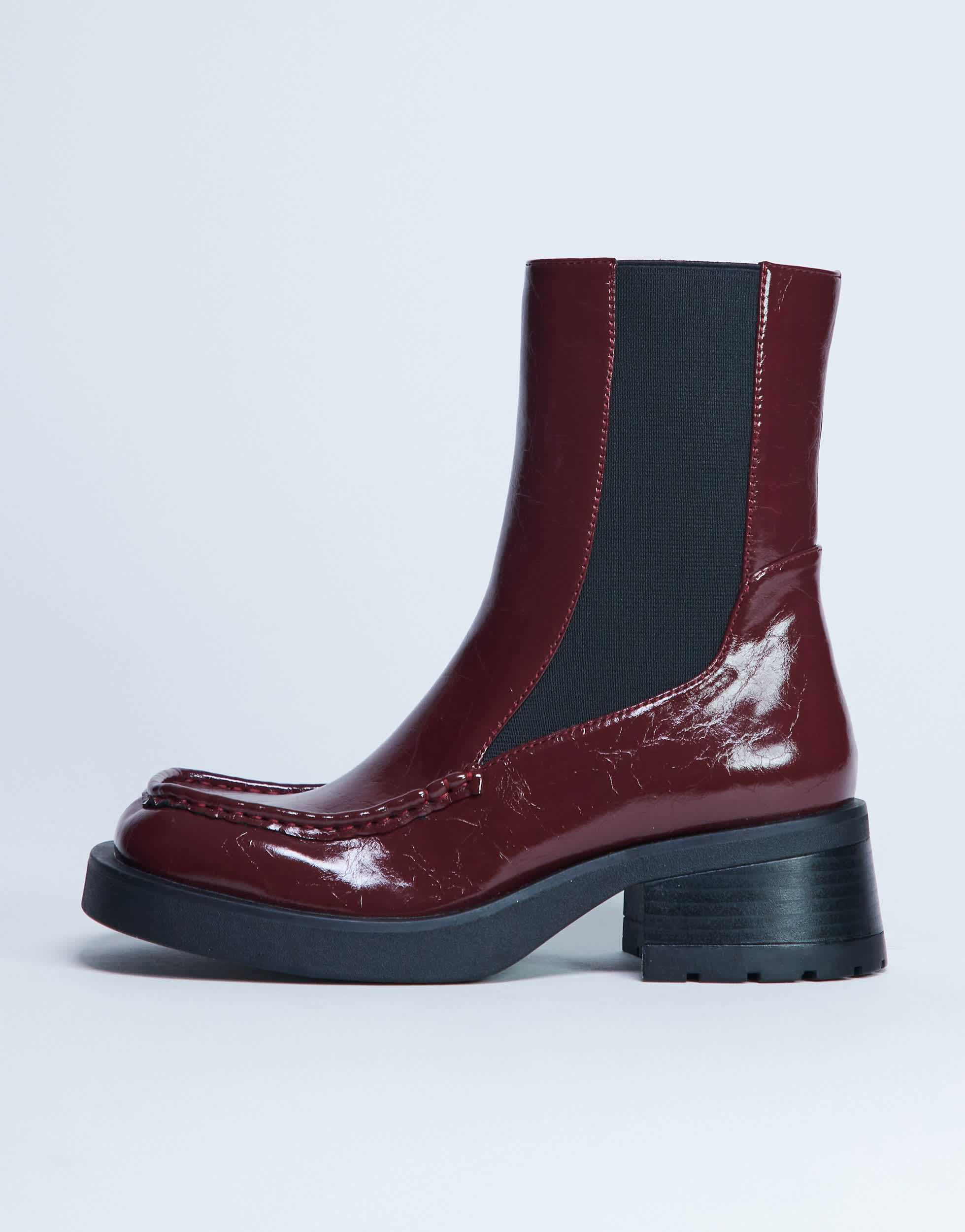 Topshop Narla Chelsea-Stiefel mit eckiger Spitze in Burgunderrot