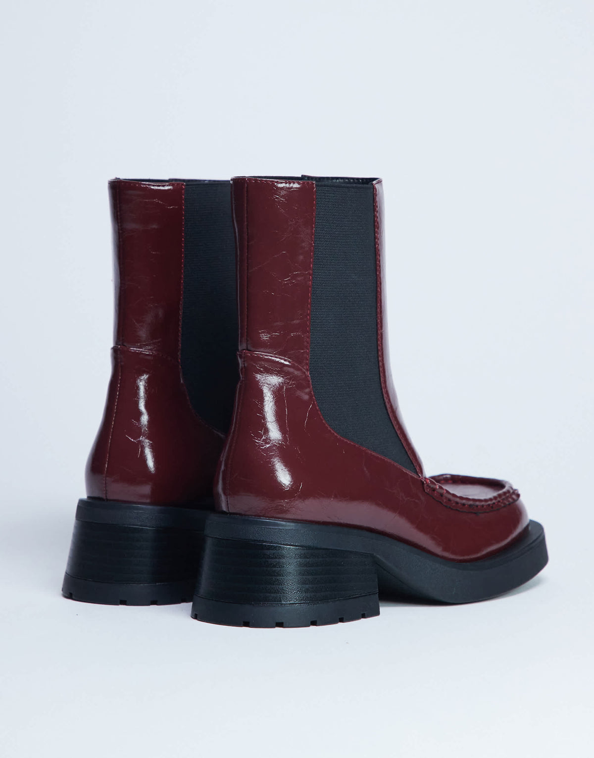 Topshop Narla square toe chelsea boot in burgundy