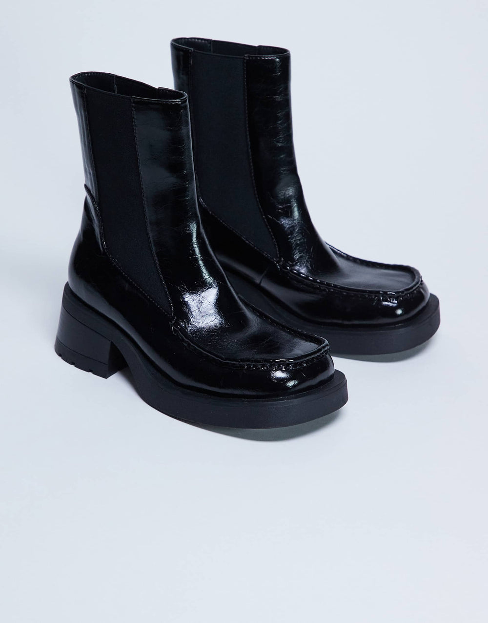Topshop Narla square toe chelsea boot in black