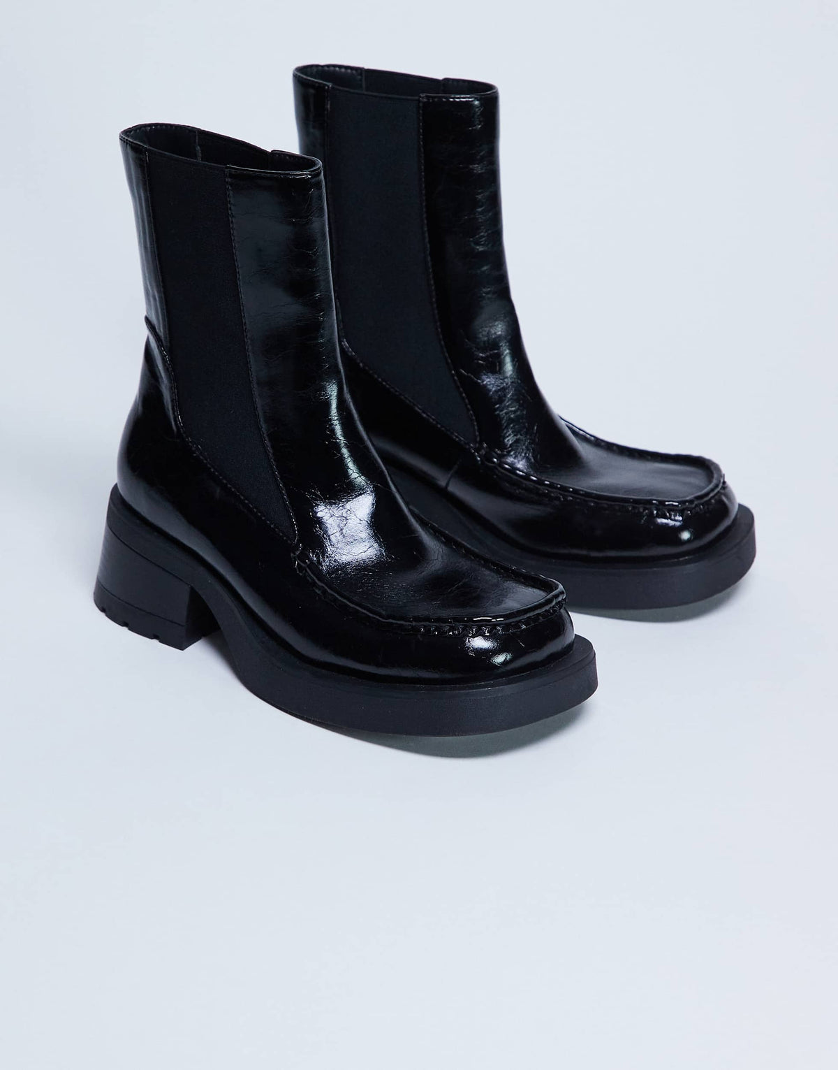 Topshop Narla square toe chelsea boot in black