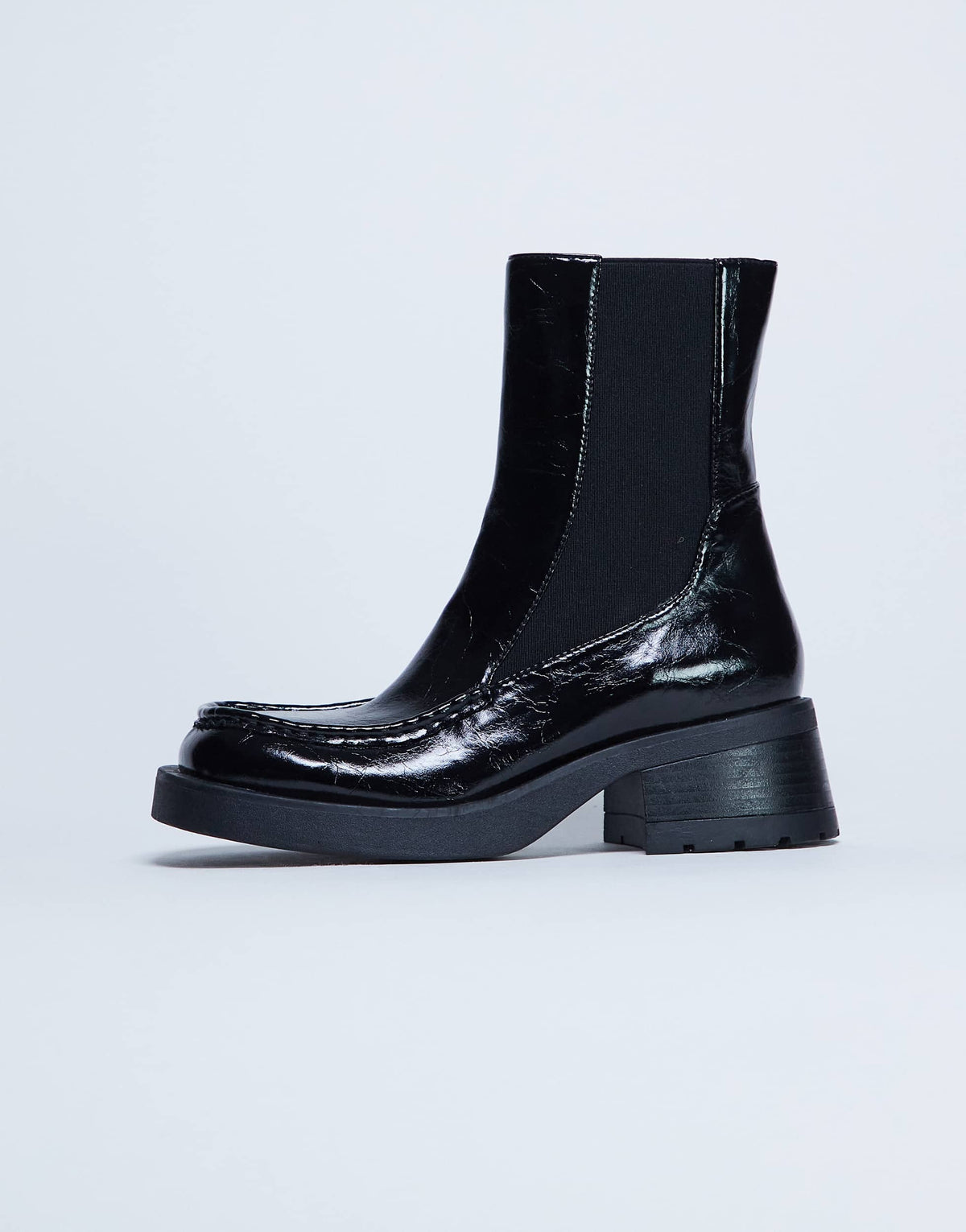 Topshop Narla square toe chelsea boot in black