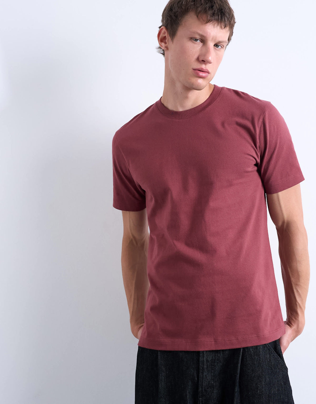 Topman classic fit t-shirt in burgundy