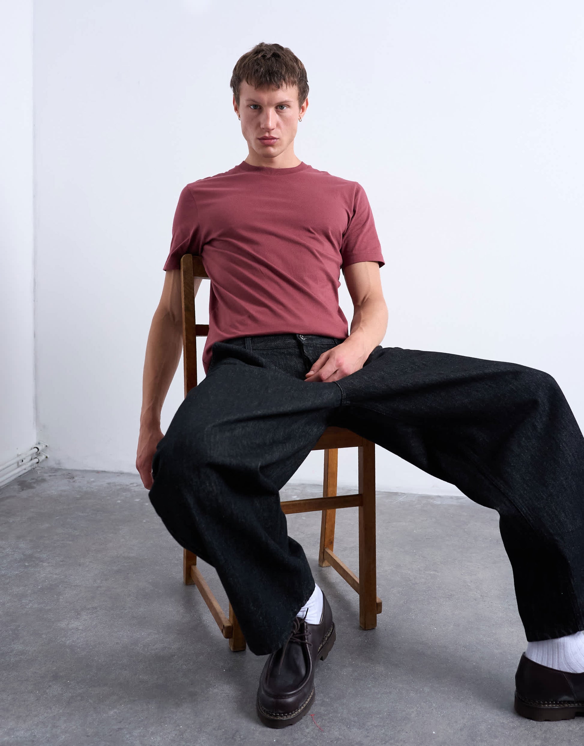 Topman classic fit t-shirt in burgundy