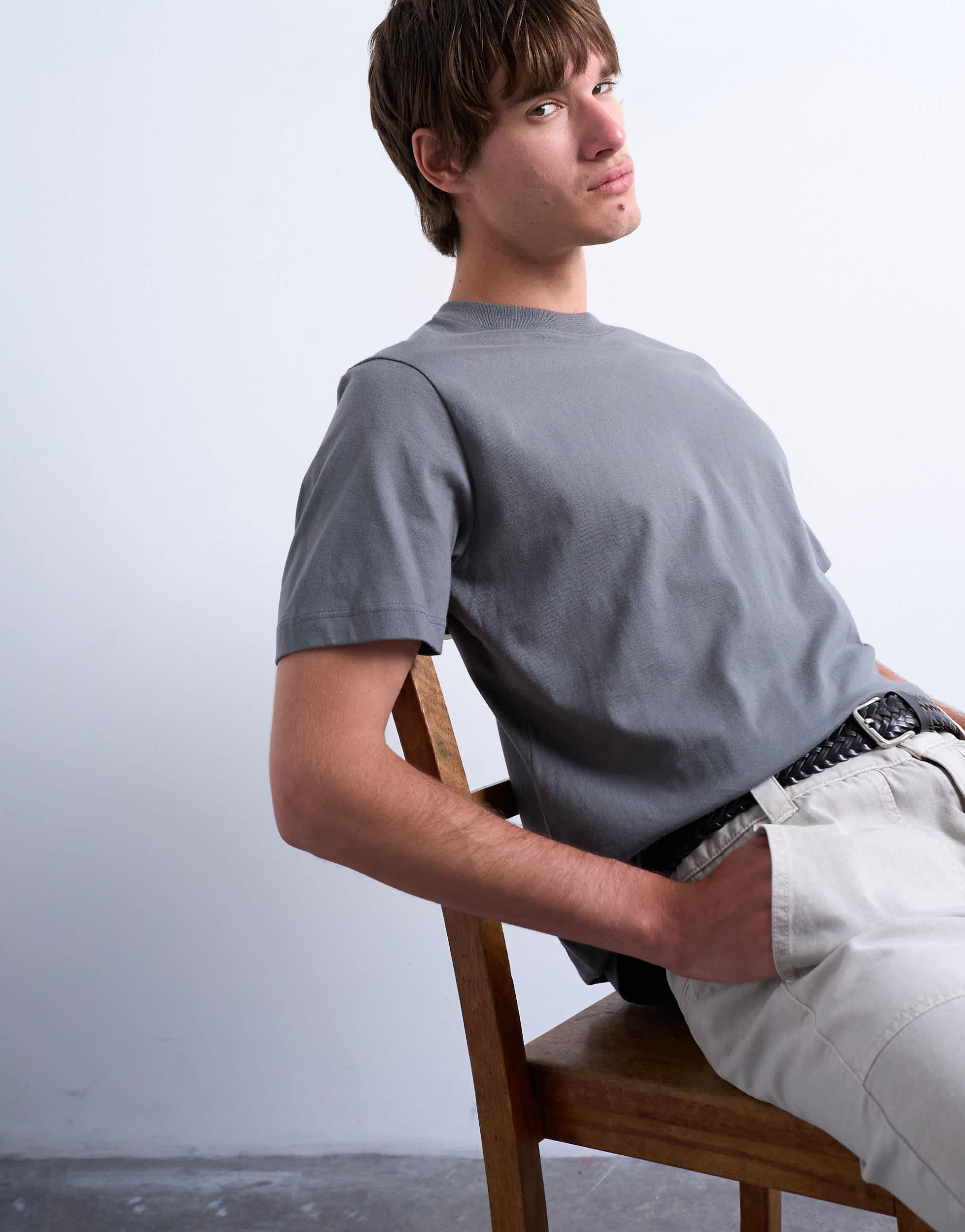 Topman classic fit t-shirt in charcoal