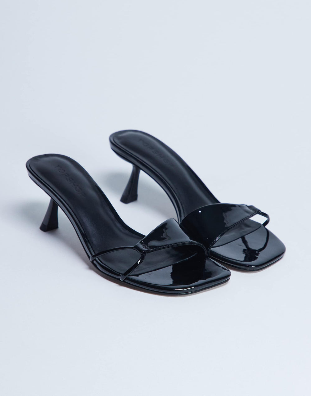 Mule à talon verni noir Topshop Ily
