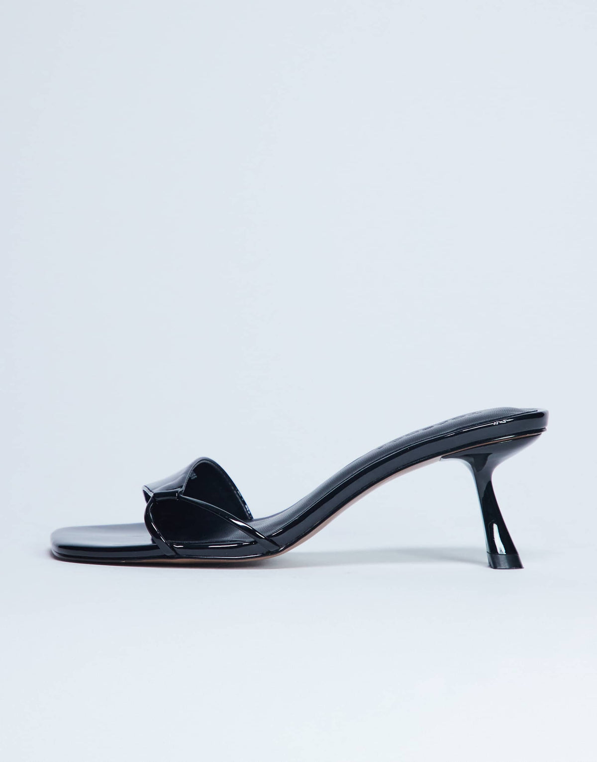 Topshop Ily patent heeled mule in black