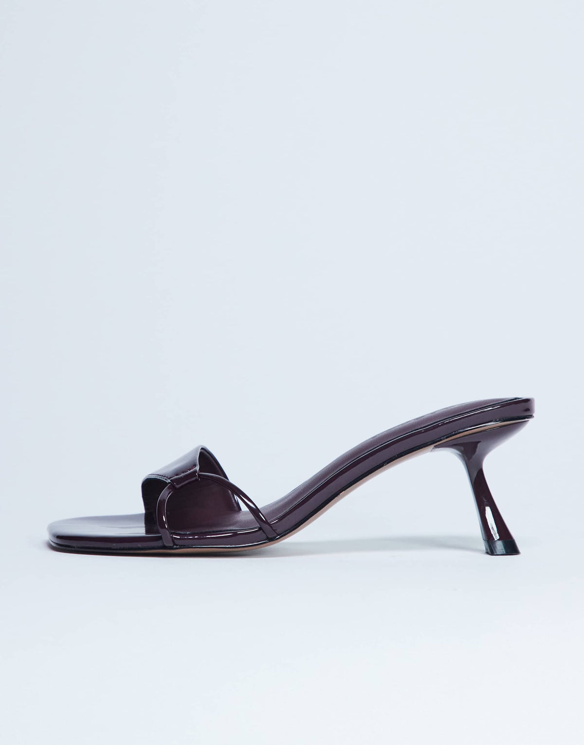 Topshop Ily patent heeled mule in burgundy