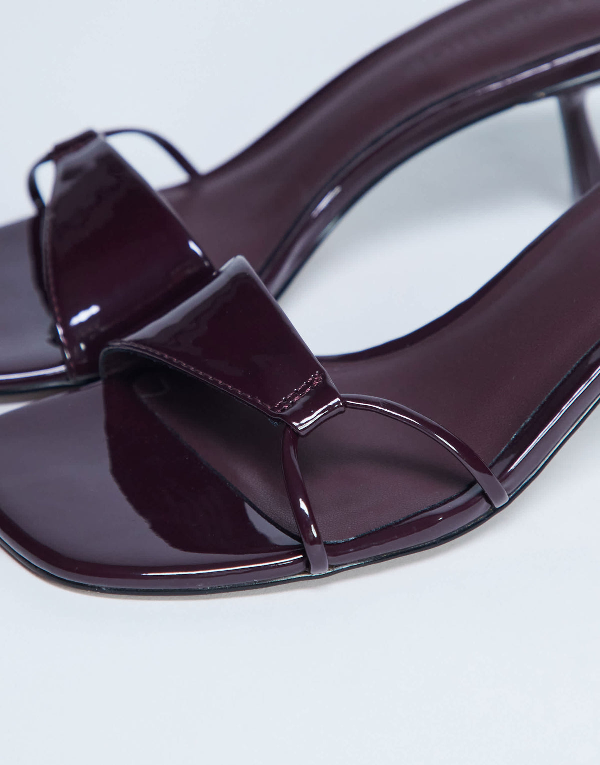 Topshop Ily patent heeled mule in burgundy