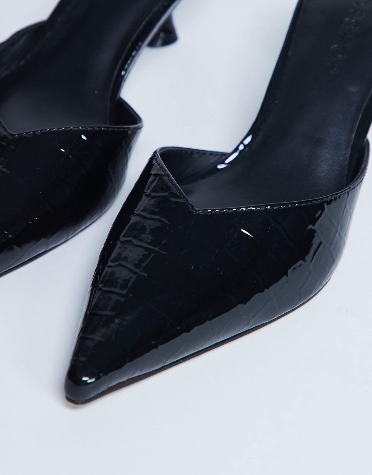 Topshop Ivette croc patent close toe mule in black