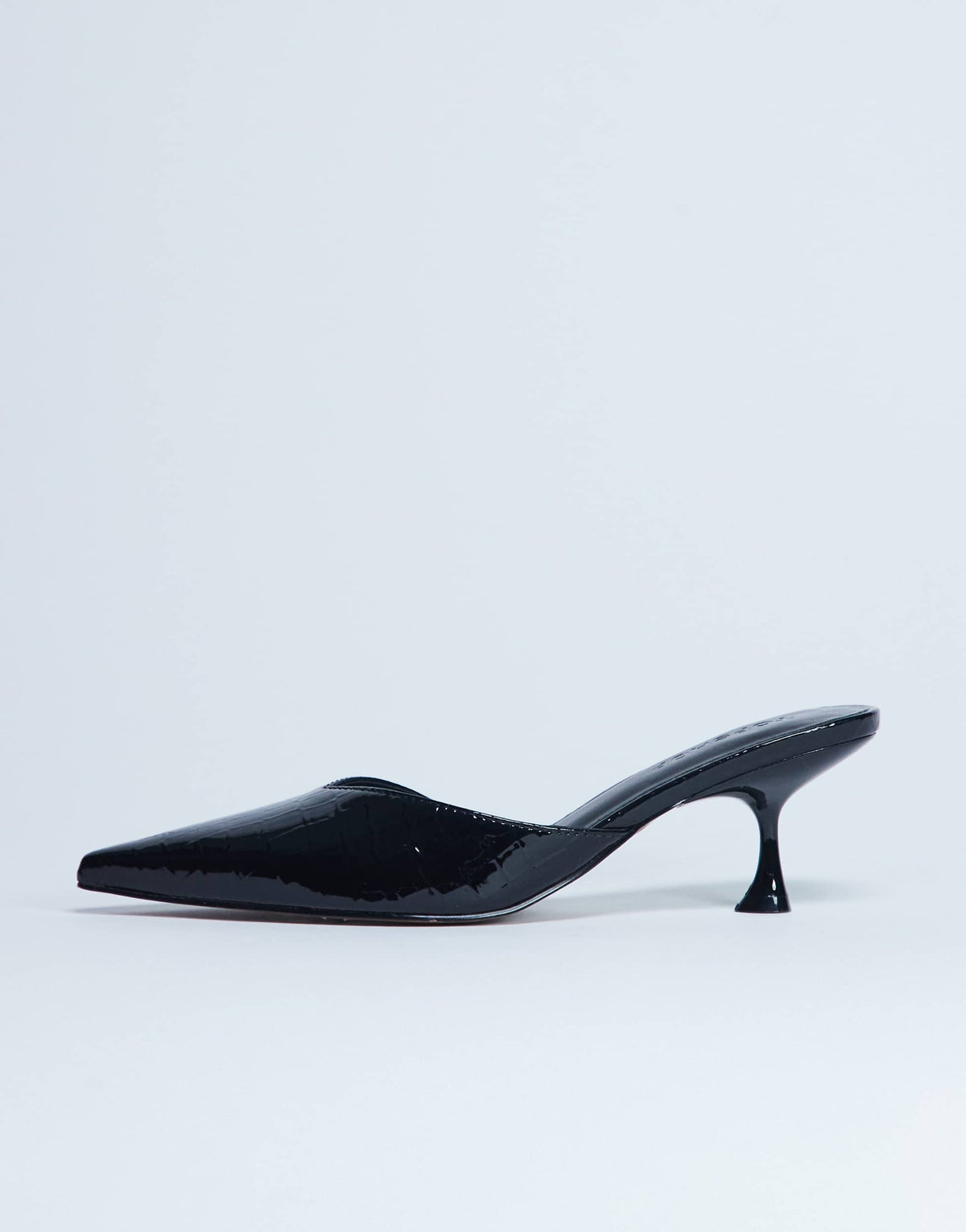 Topshop Ivette croc patent close toe mule in black