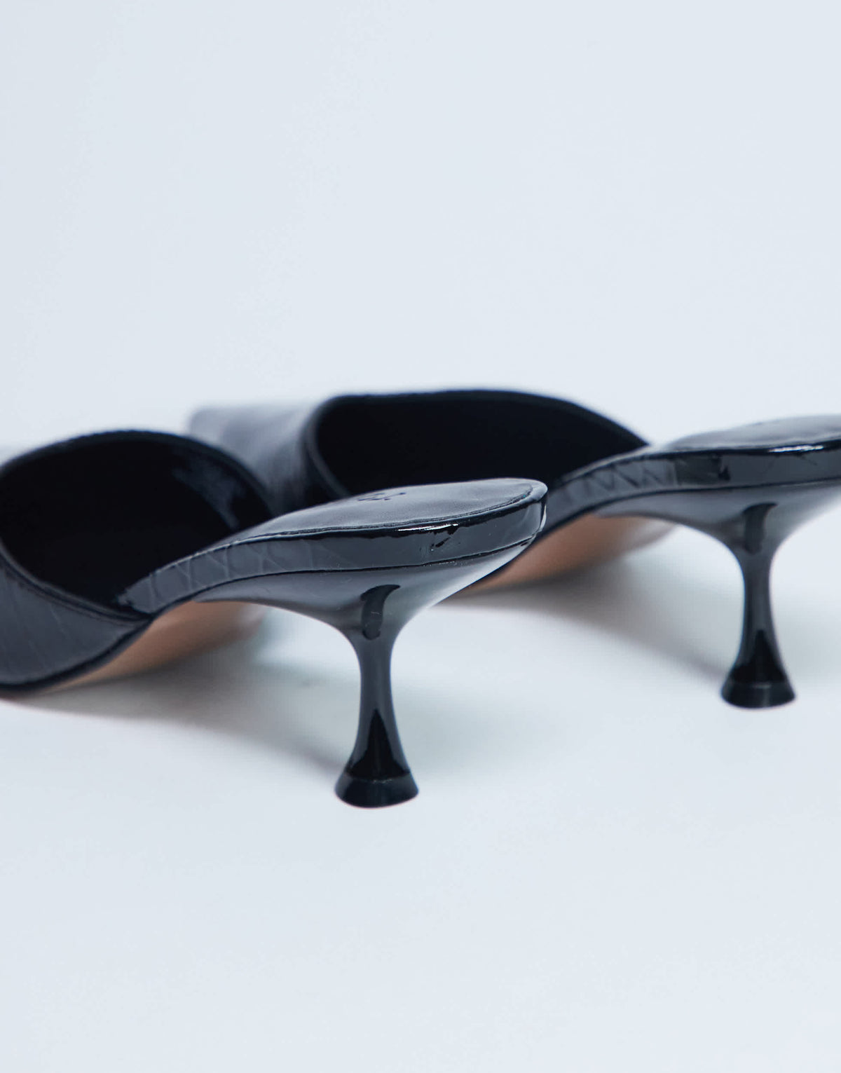 Topshop Ivette croc patent close toe mule in black