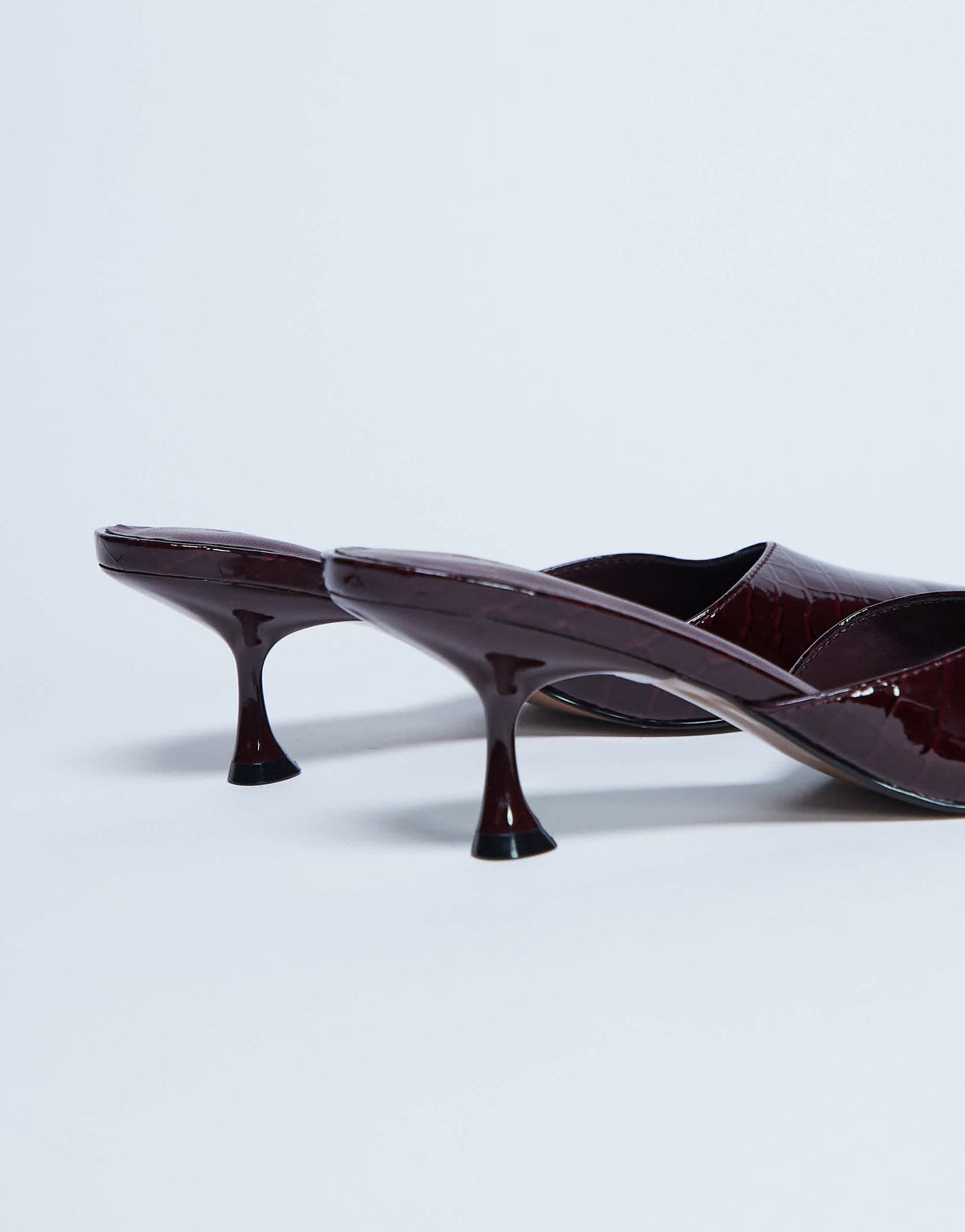 Topshop Ivette croc patent close toe mule in burgundy