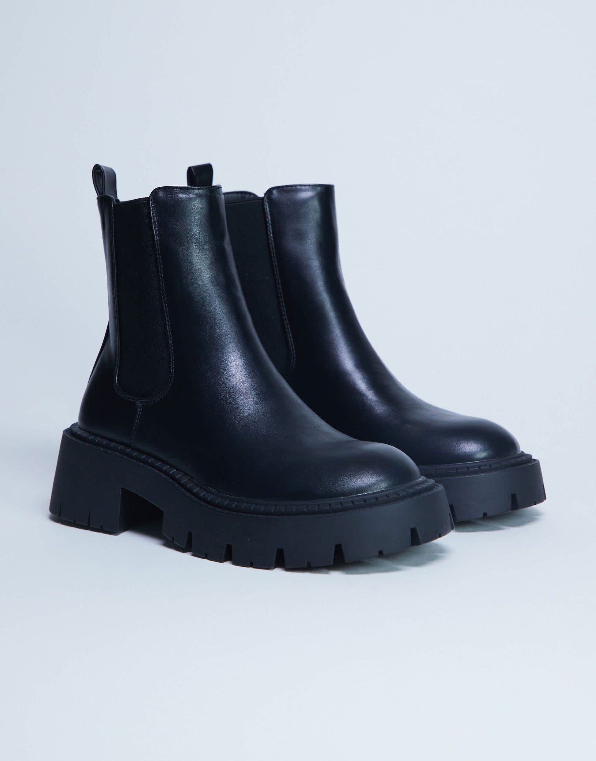 Topshop Layla chunky chelsea boots in black