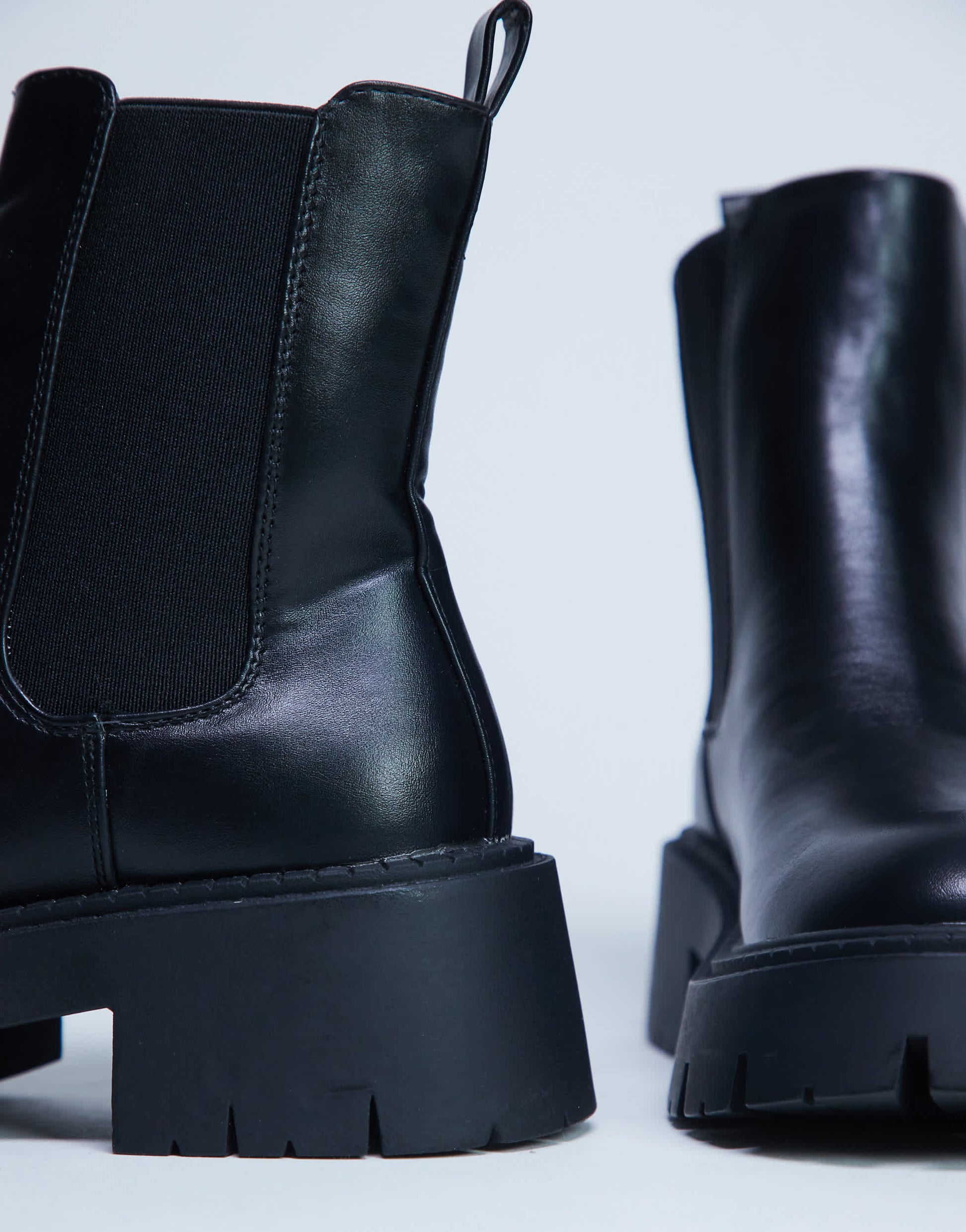 Topshop Layla chunky chelsea boots in black