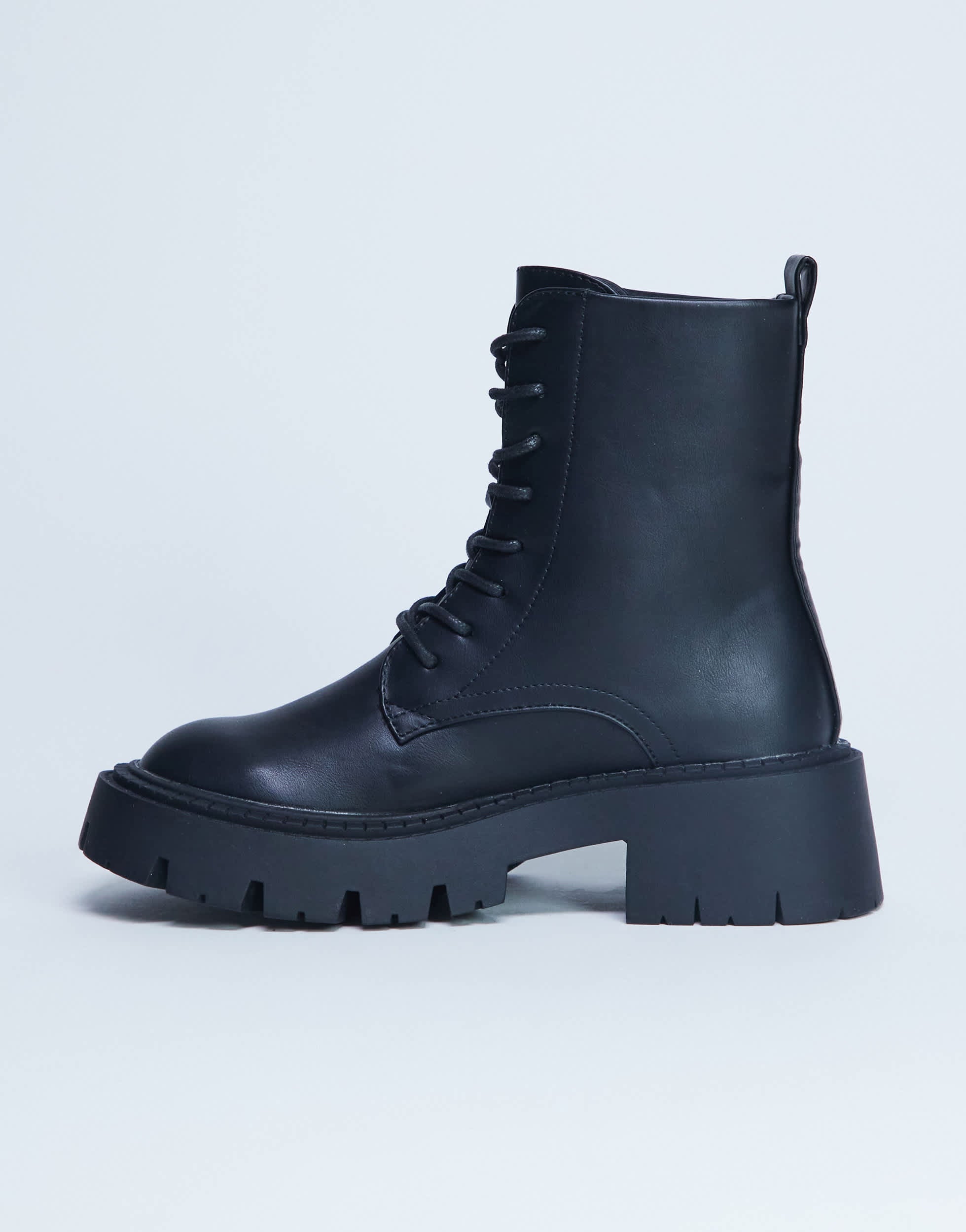 Topshop Lawrence chunky lace up boots in black