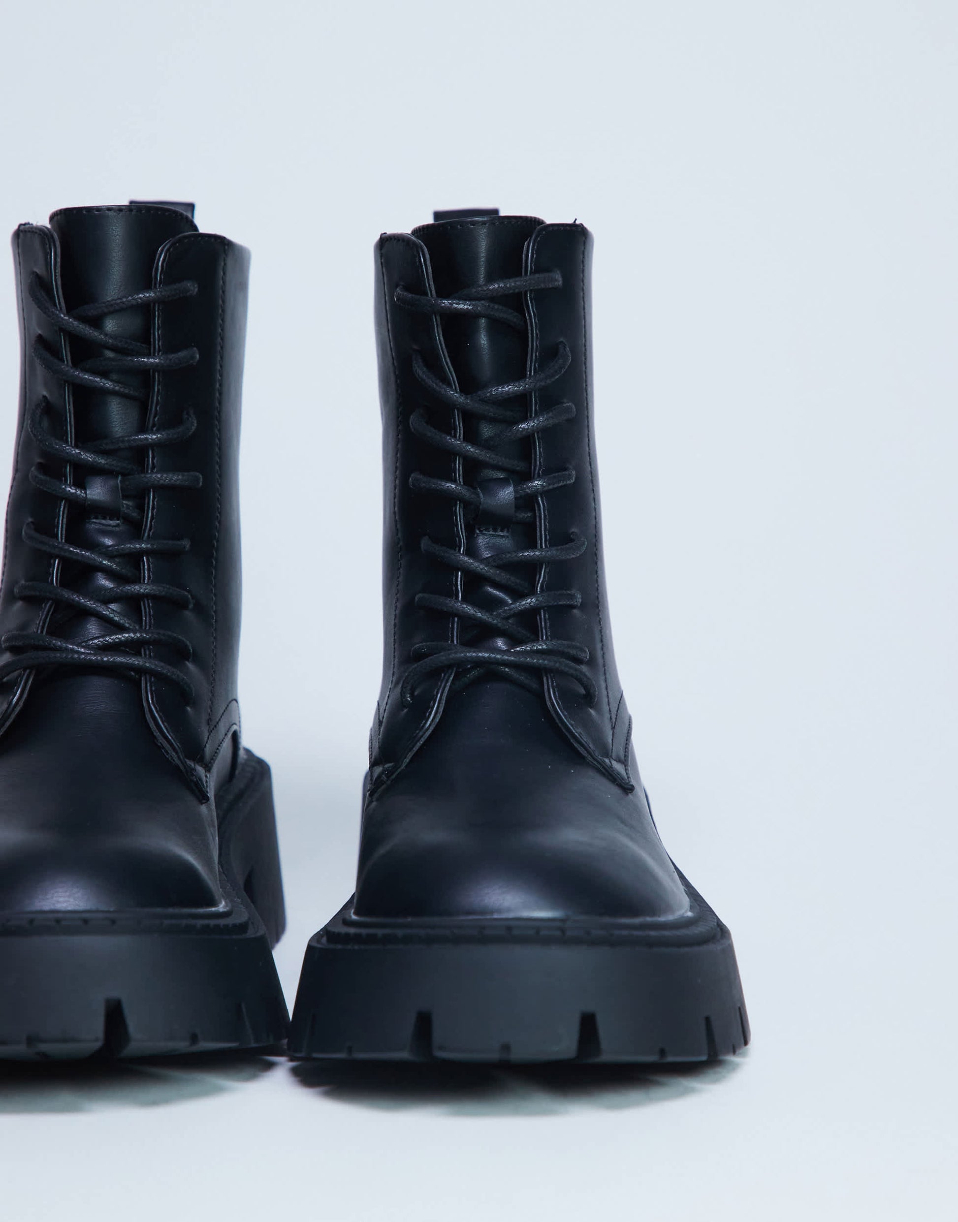 Topshop Lawrence chunky lace up boots in black