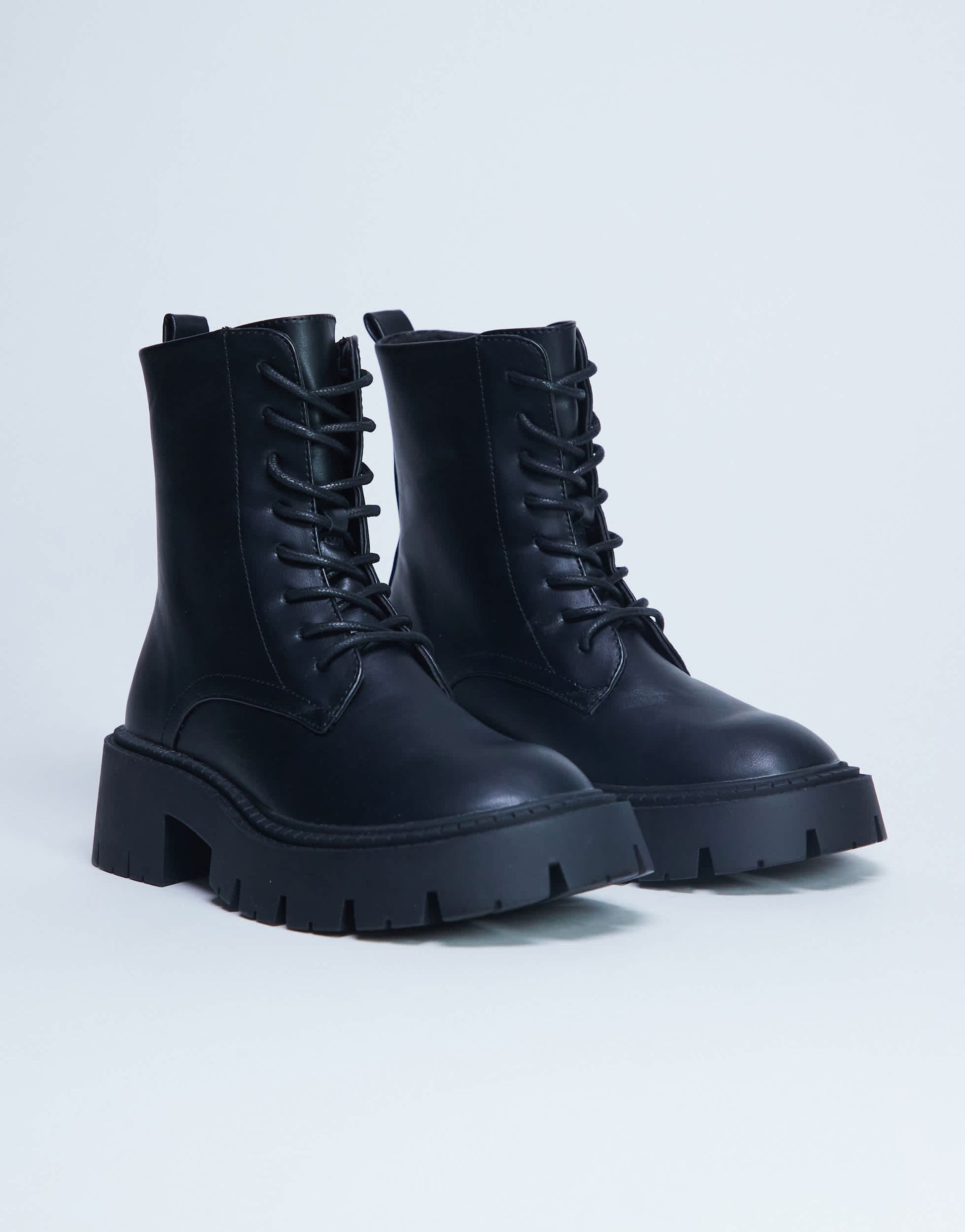Topshop Lawrence chunky lace up boots in black