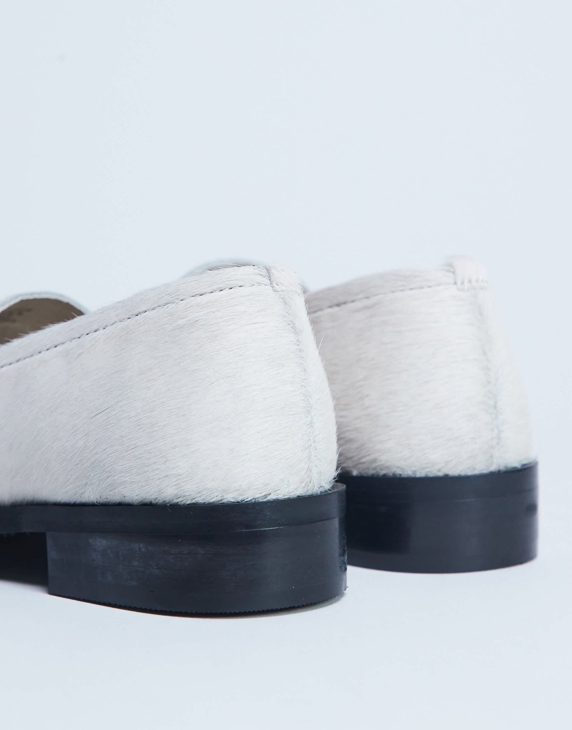 Topshop Corrie flat shoe loafer in off white hair on real leather