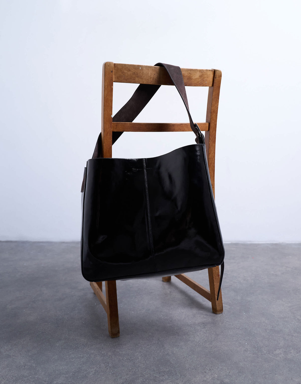 Topshop Tiana premium real leather tote bag with buckle in black and brown
