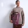 Topshop Teegan premium real leather oversize weave tote in burgundy