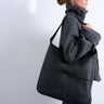 Topshop Teegan premium real leather oversize weave tote in black