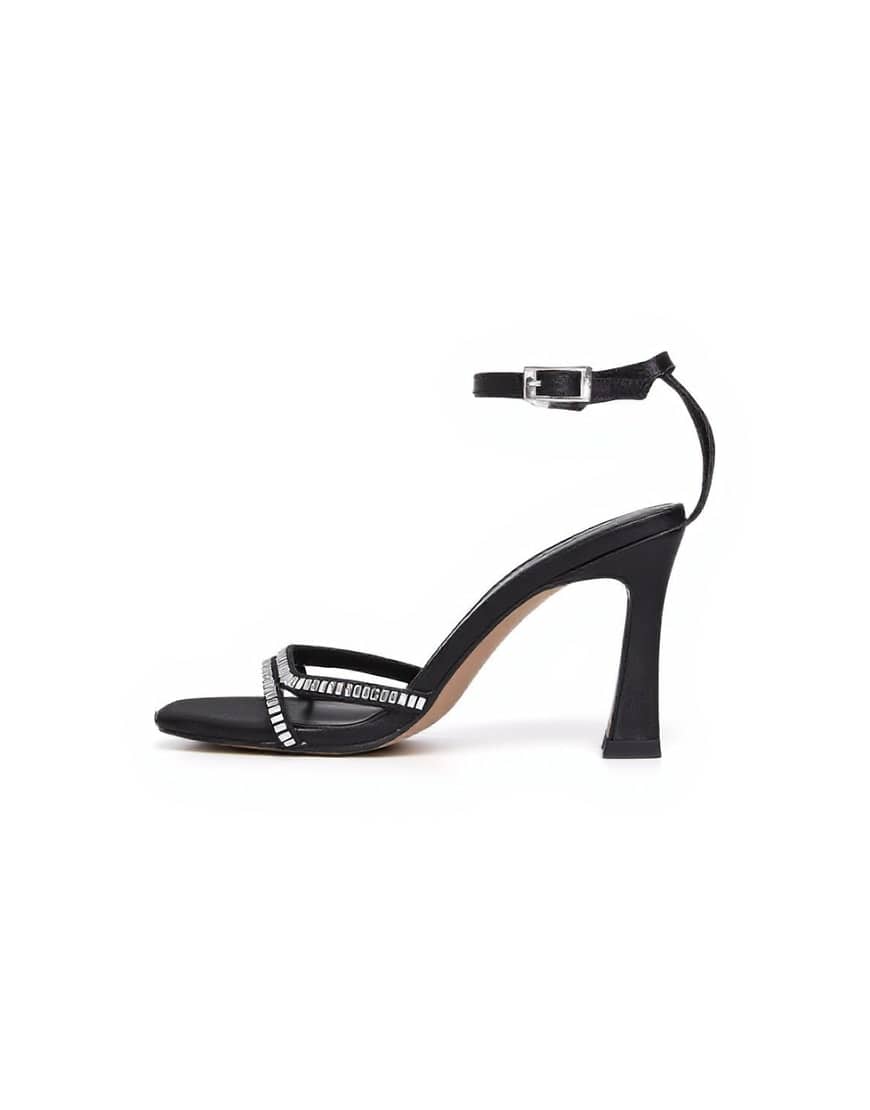 Topshop Fifi embellished flare heel sandal in black