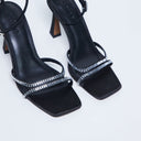 Topshop Fifi embellished flare heel sandal in black