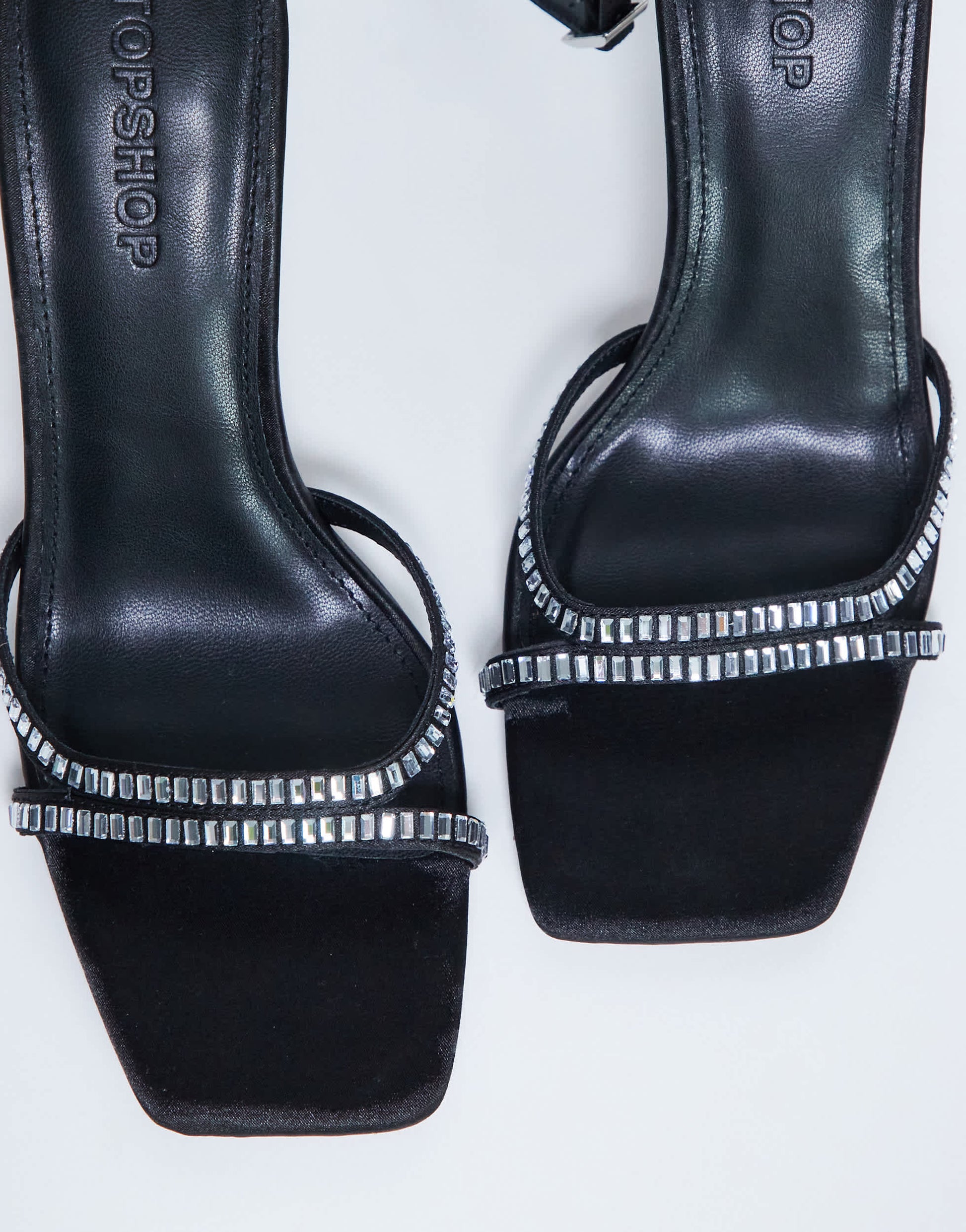 Topshop Fifi embellished flare heel sandal in black