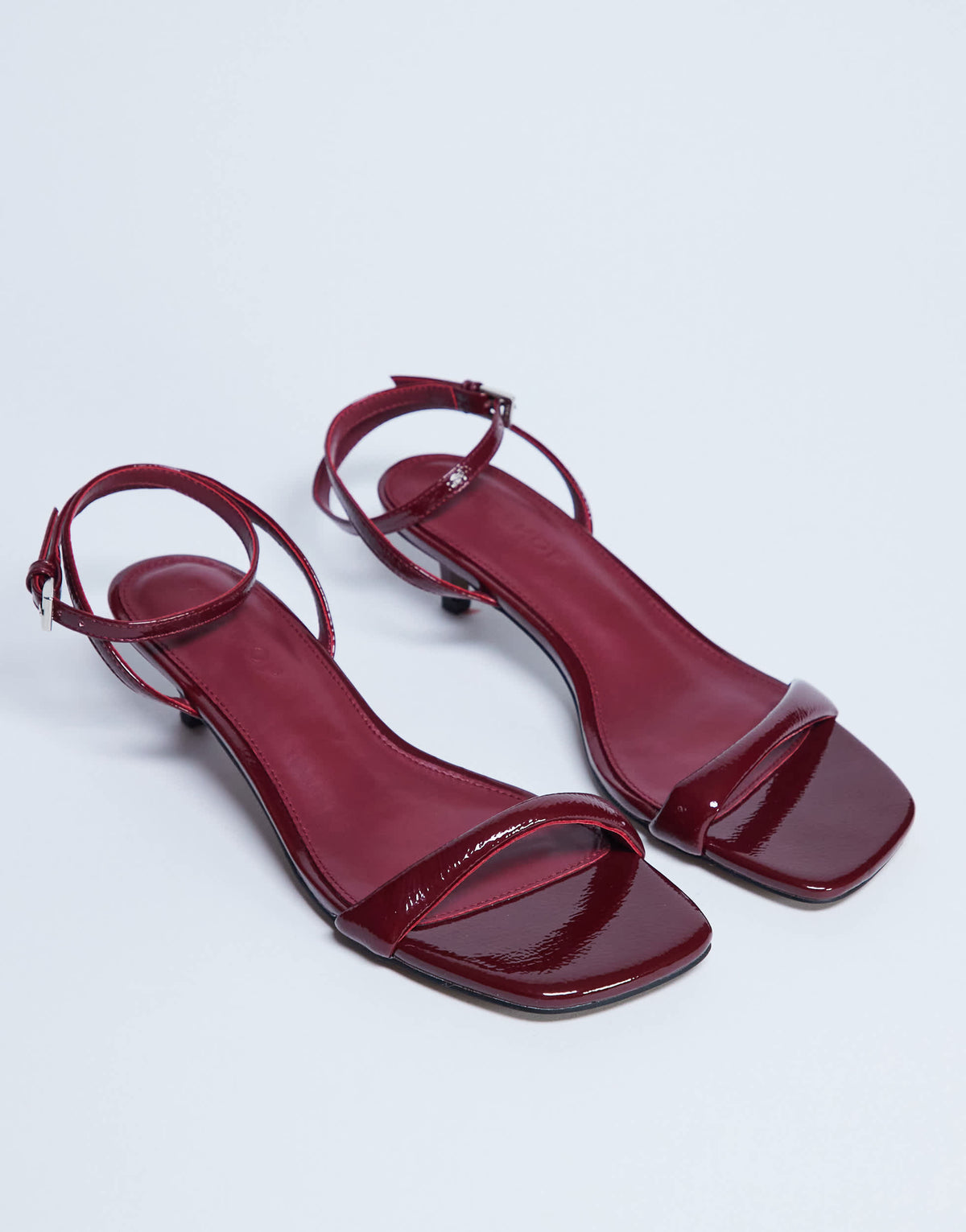 Topshop Irene barely there mid heeled sandal in burgundy