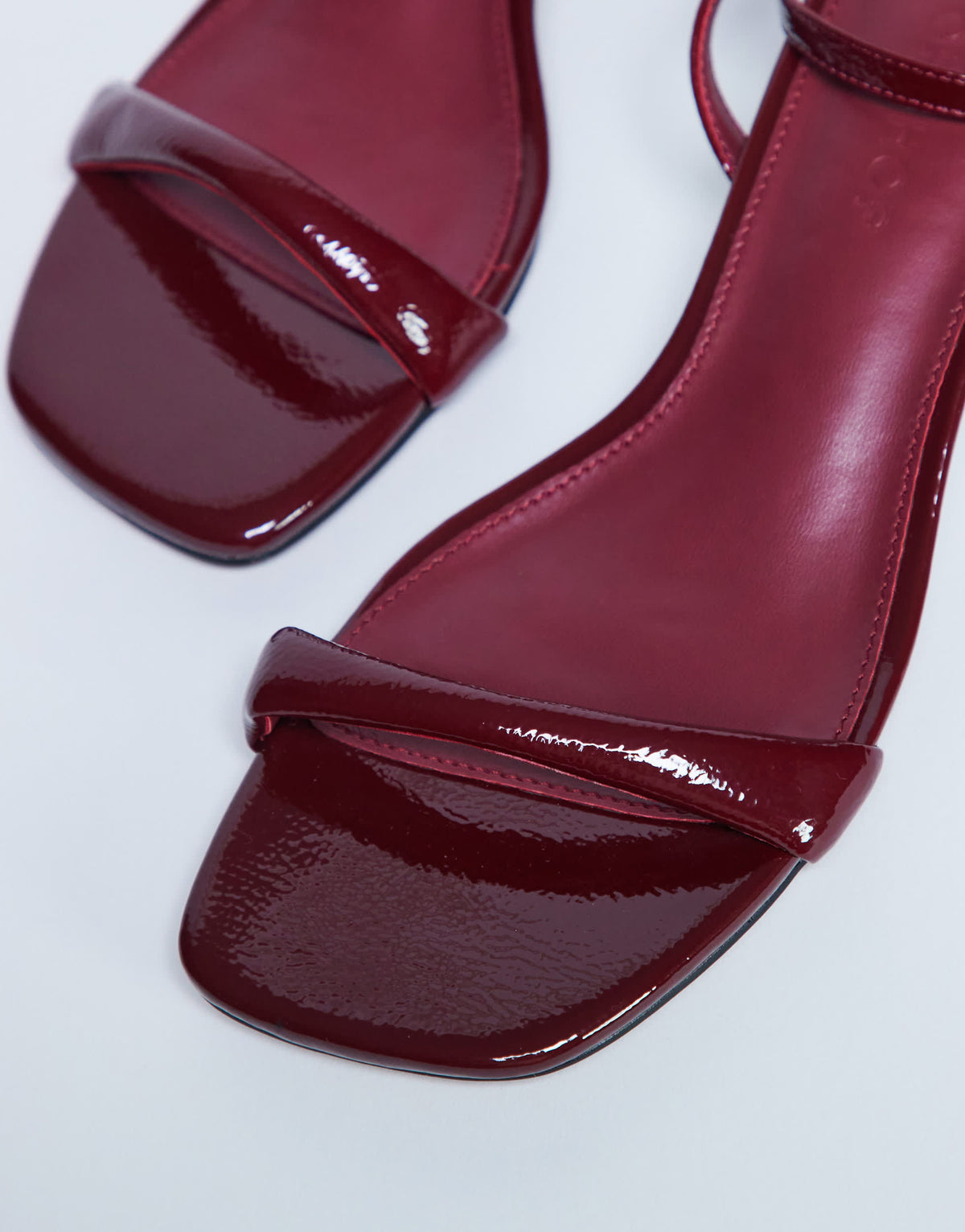 Topshop Irene barely there mid heeled sandal in burgundy