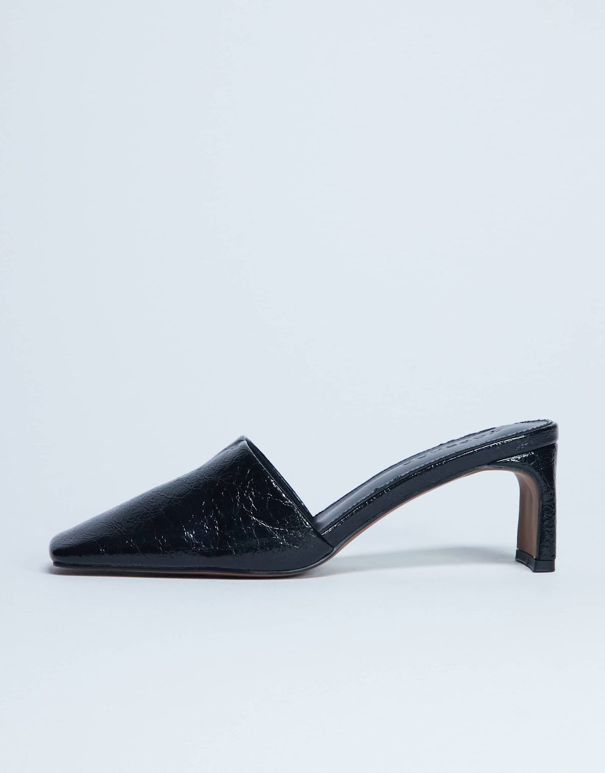 Topshop Idea patent square toe mule in black